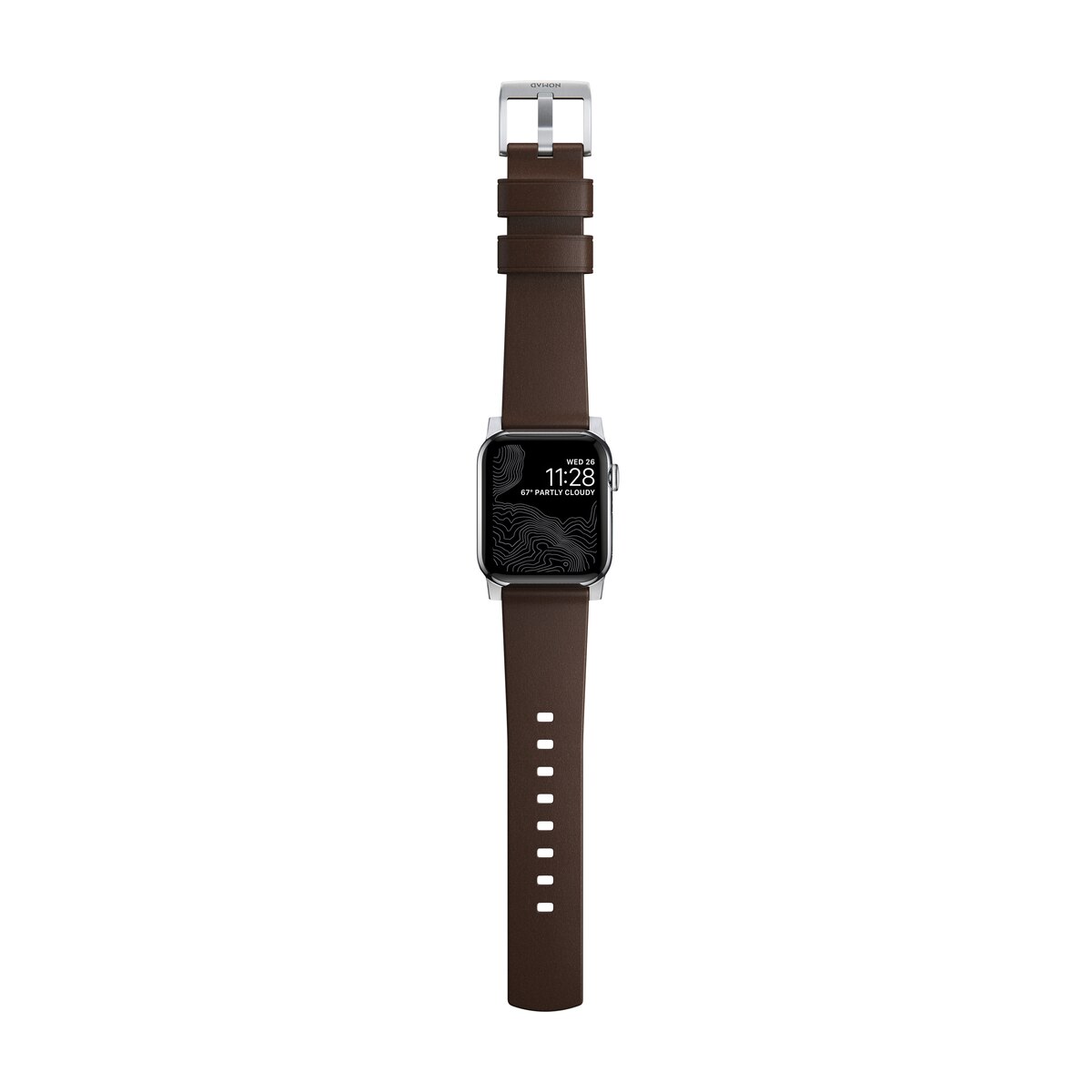 Apple Watch 40mm Modern Band Horween Leather Rustic Brown (Silver Hardware)