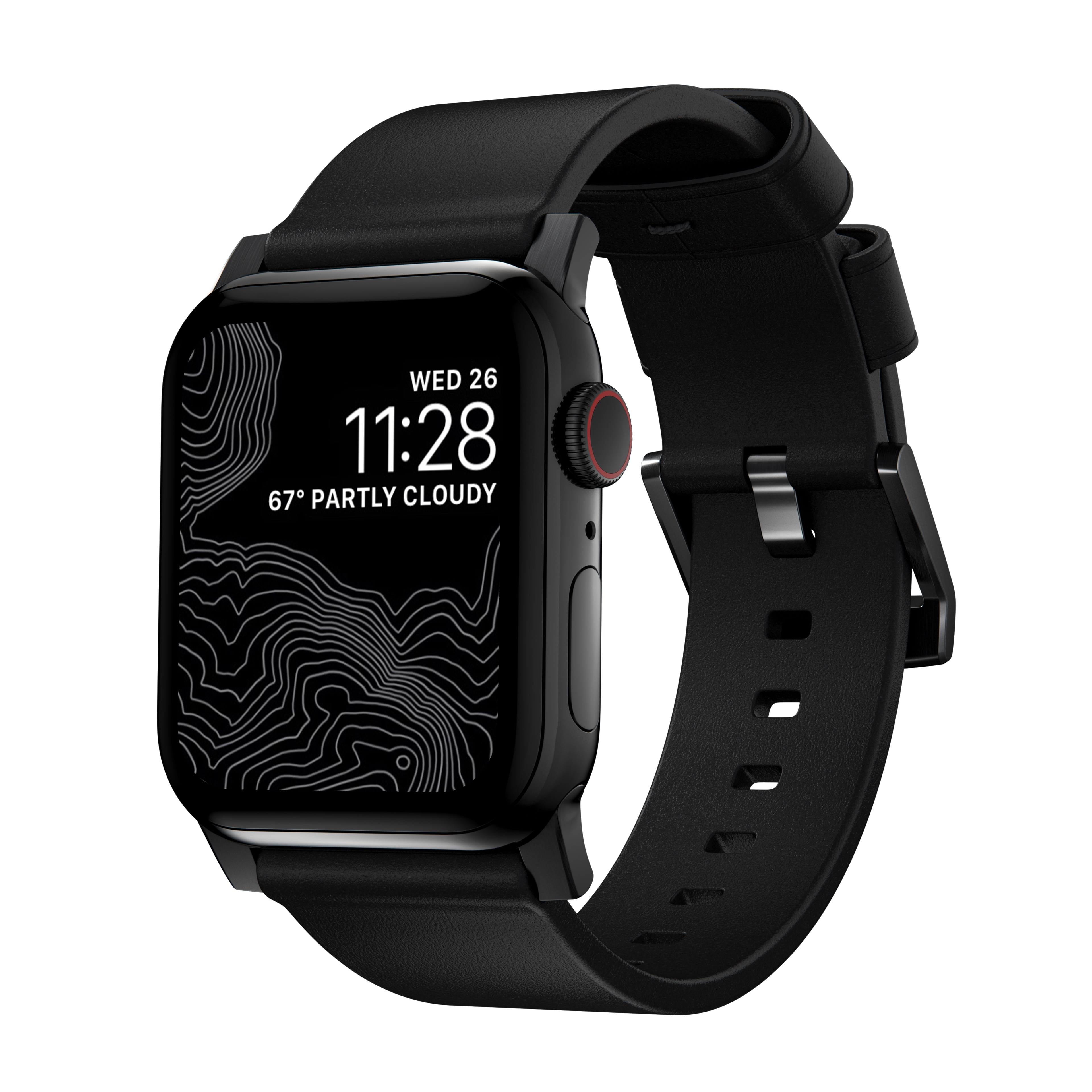 Apple Watch 45mm Series 8 Modern Band Horween Leather Black (Black Hardware)