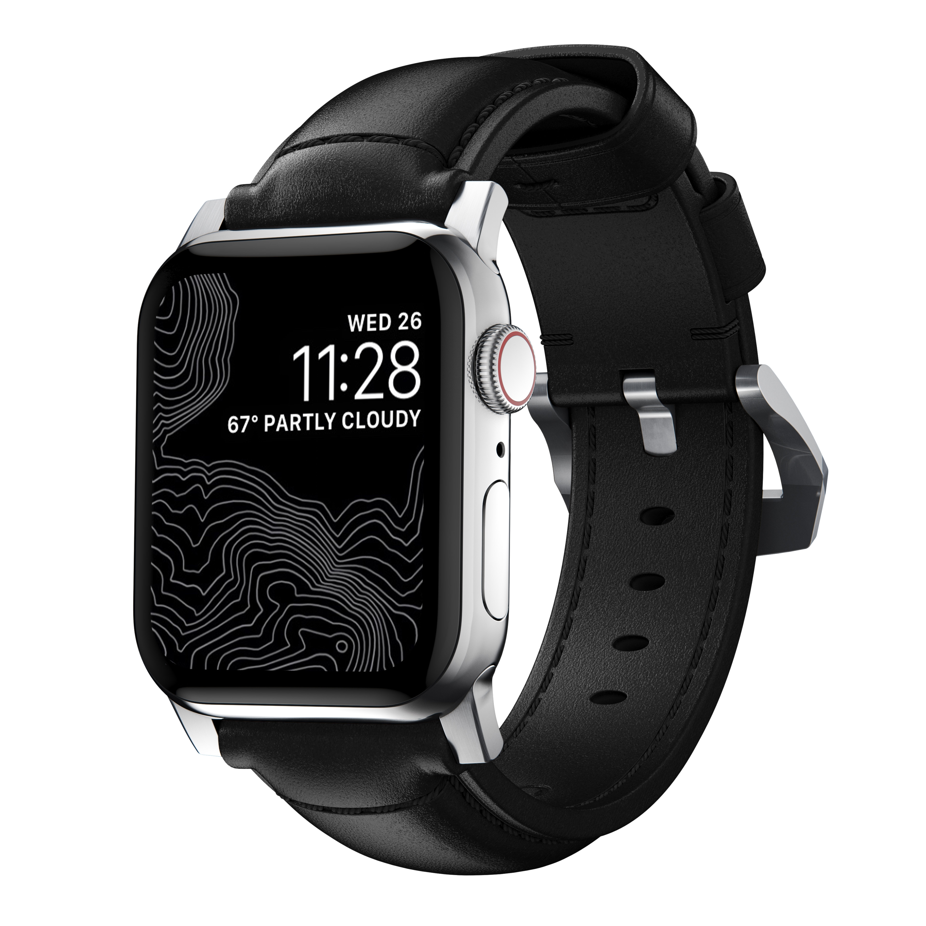 Traditional Band Apple Watch 42/44/45/49mm Black (Silver Hardware)