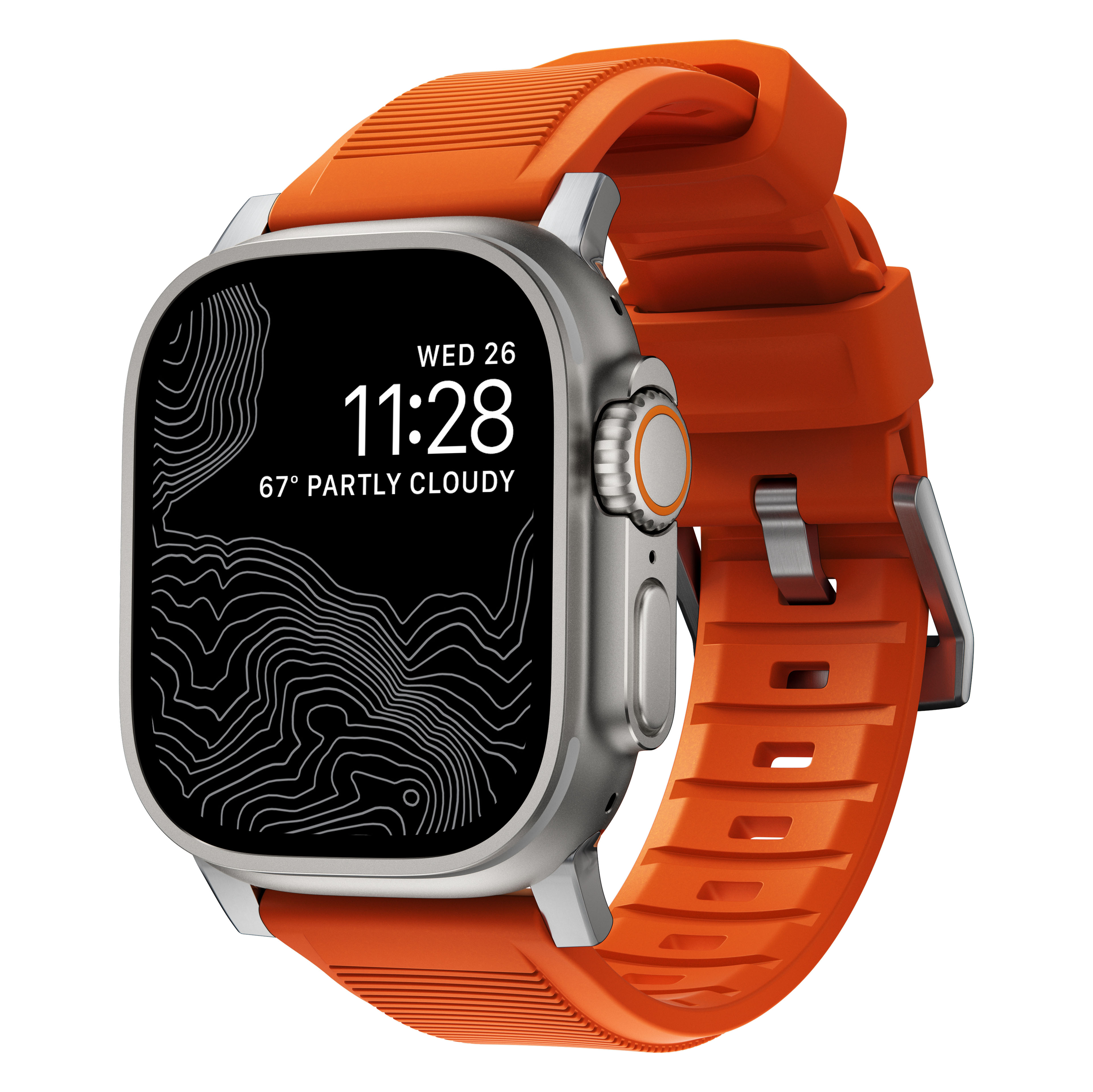 Apple Watch 42/44/45/49mm Rugged Band Ultra Orange (Silver Hardware)