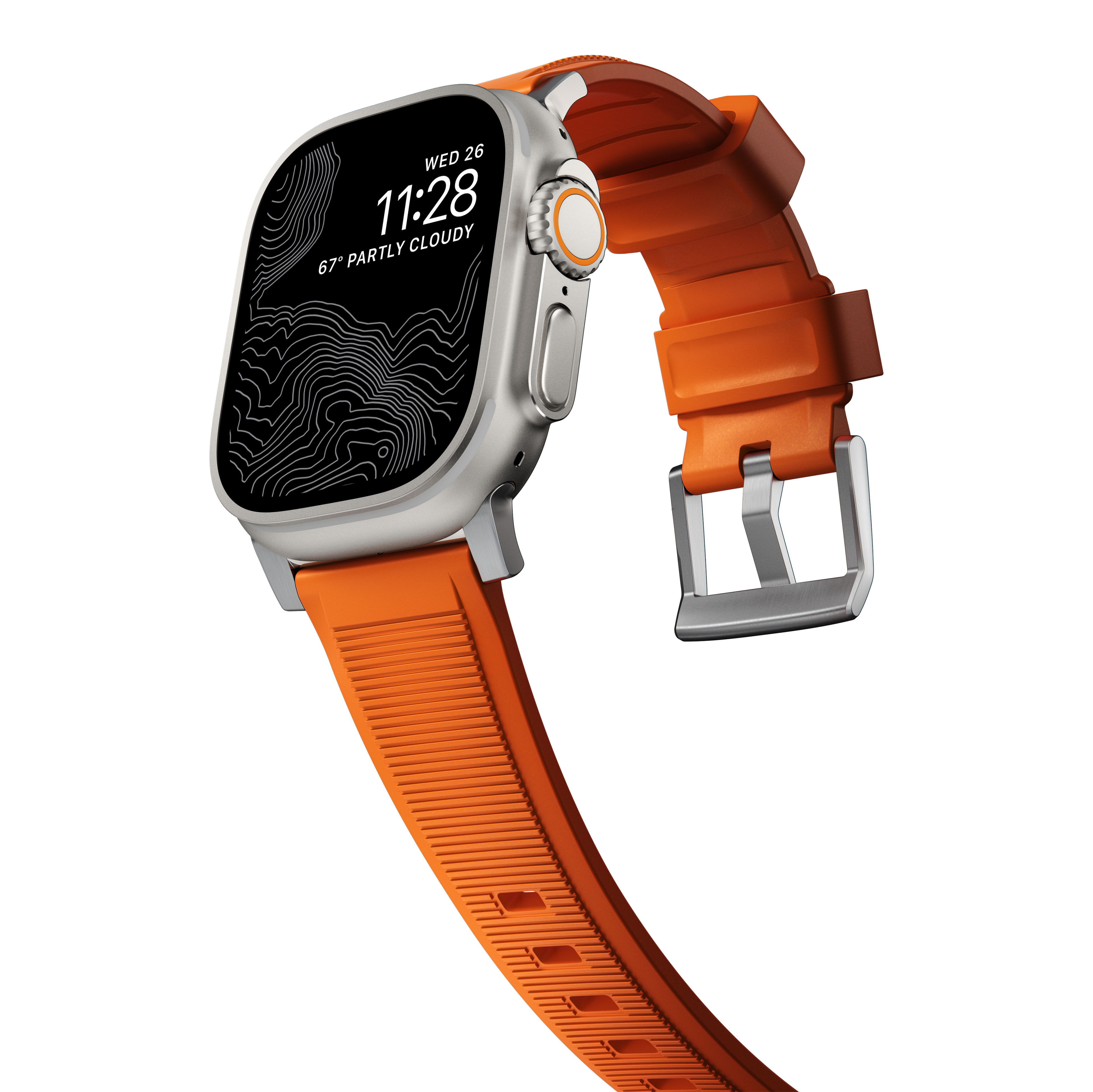 Apple Watch 45mm Series 8 Rugged Band Ultra Orange (Silver Hardware)