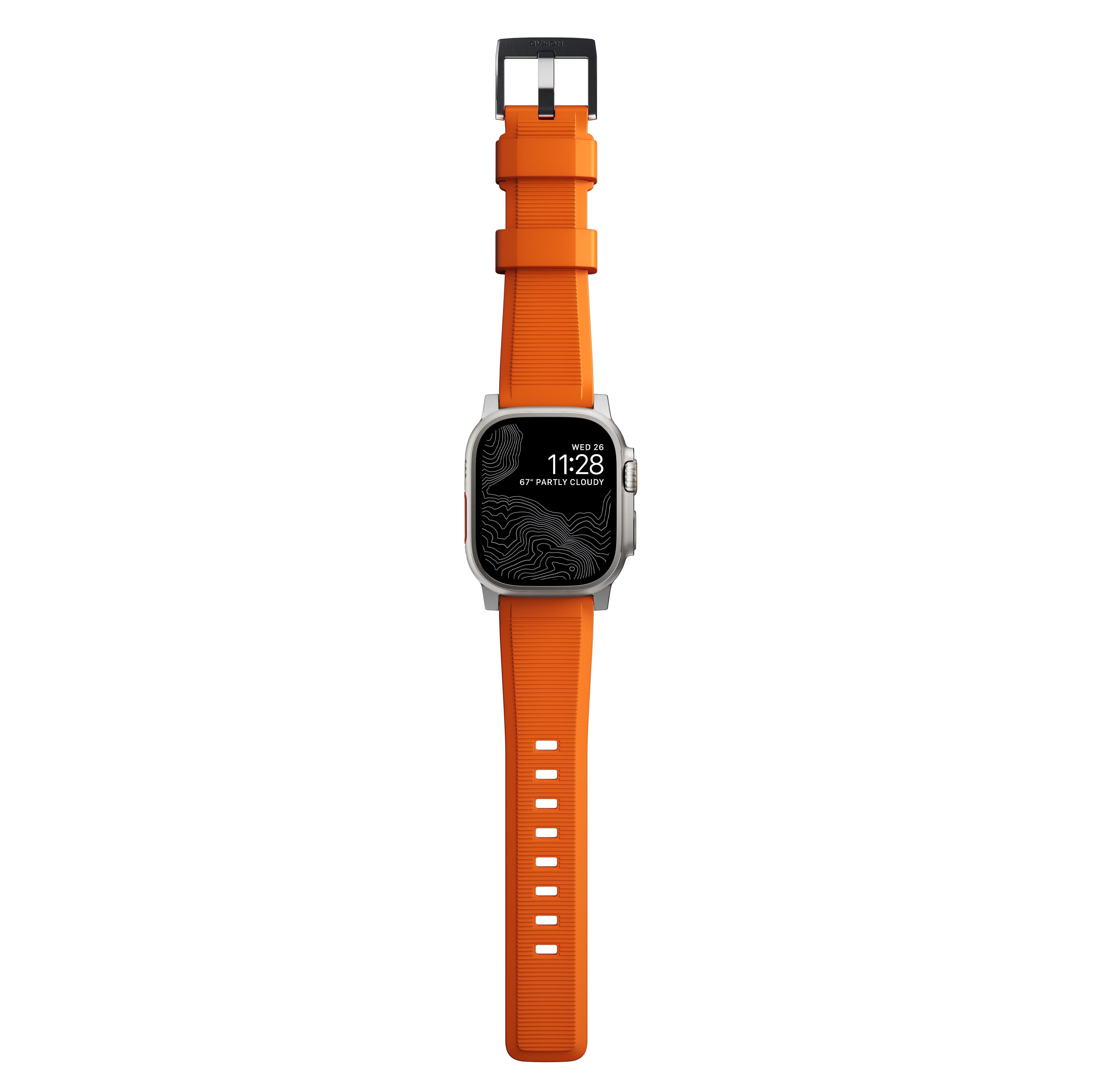 Apple Watch 42mm Rugged Band Ultra Orange (Silver Hardware)