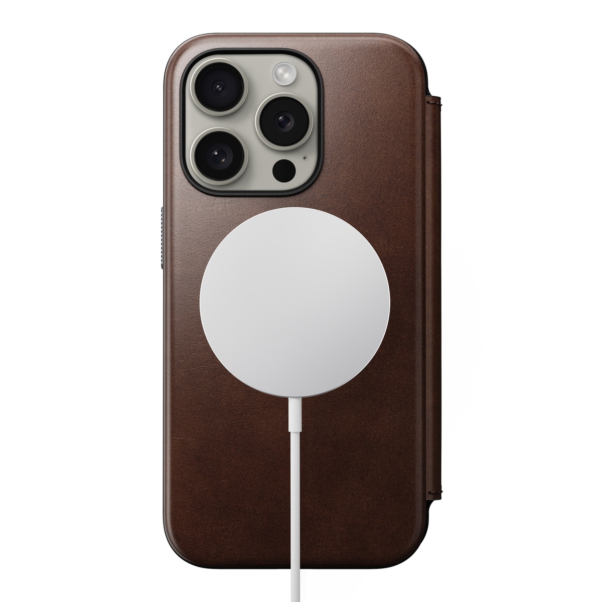 iPhone 15 Pro Modern Horween Leather Folio MagSafe Rustic Brown