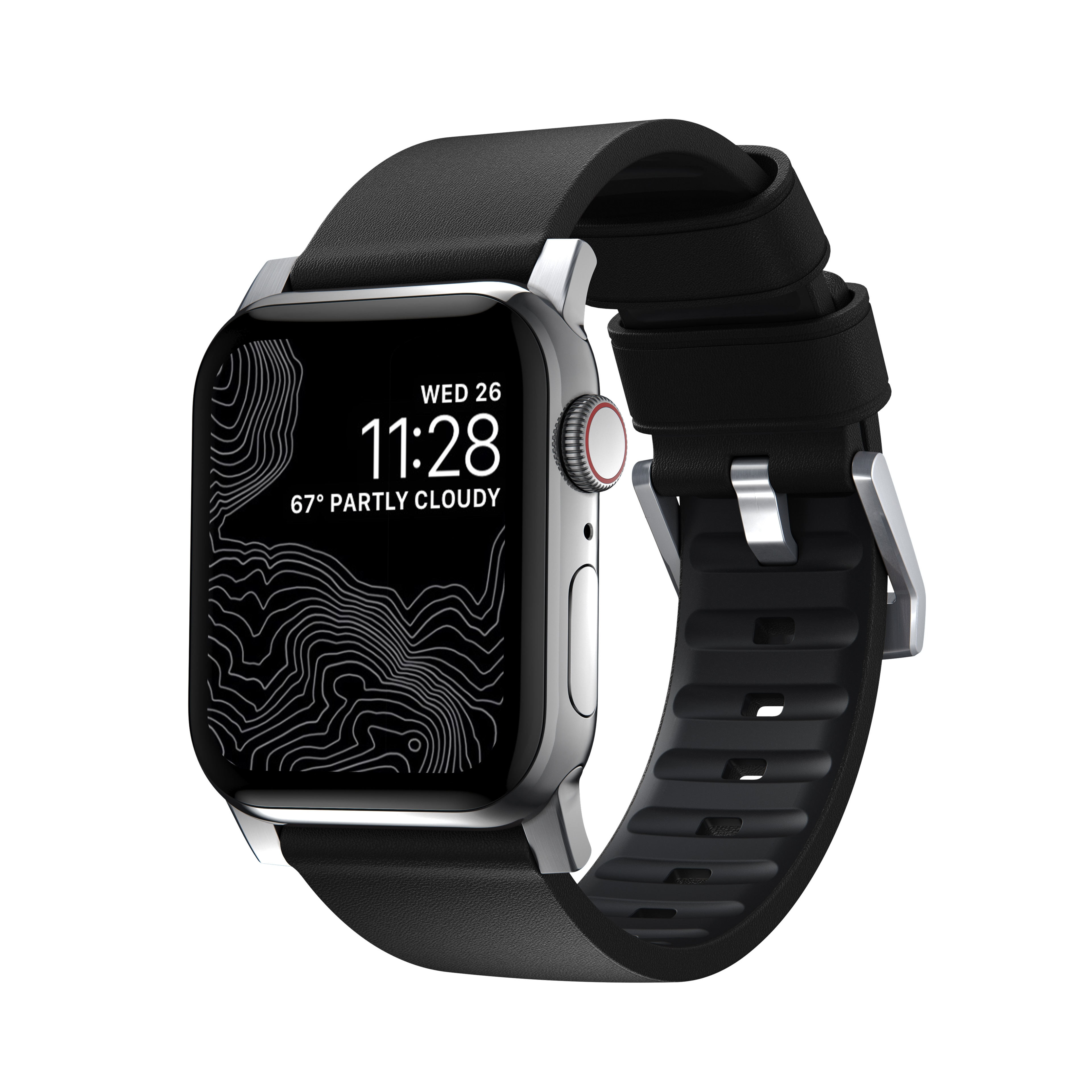 Active Band Pro Apple Watch 45mm Series 8 Black (Silver Hardware)