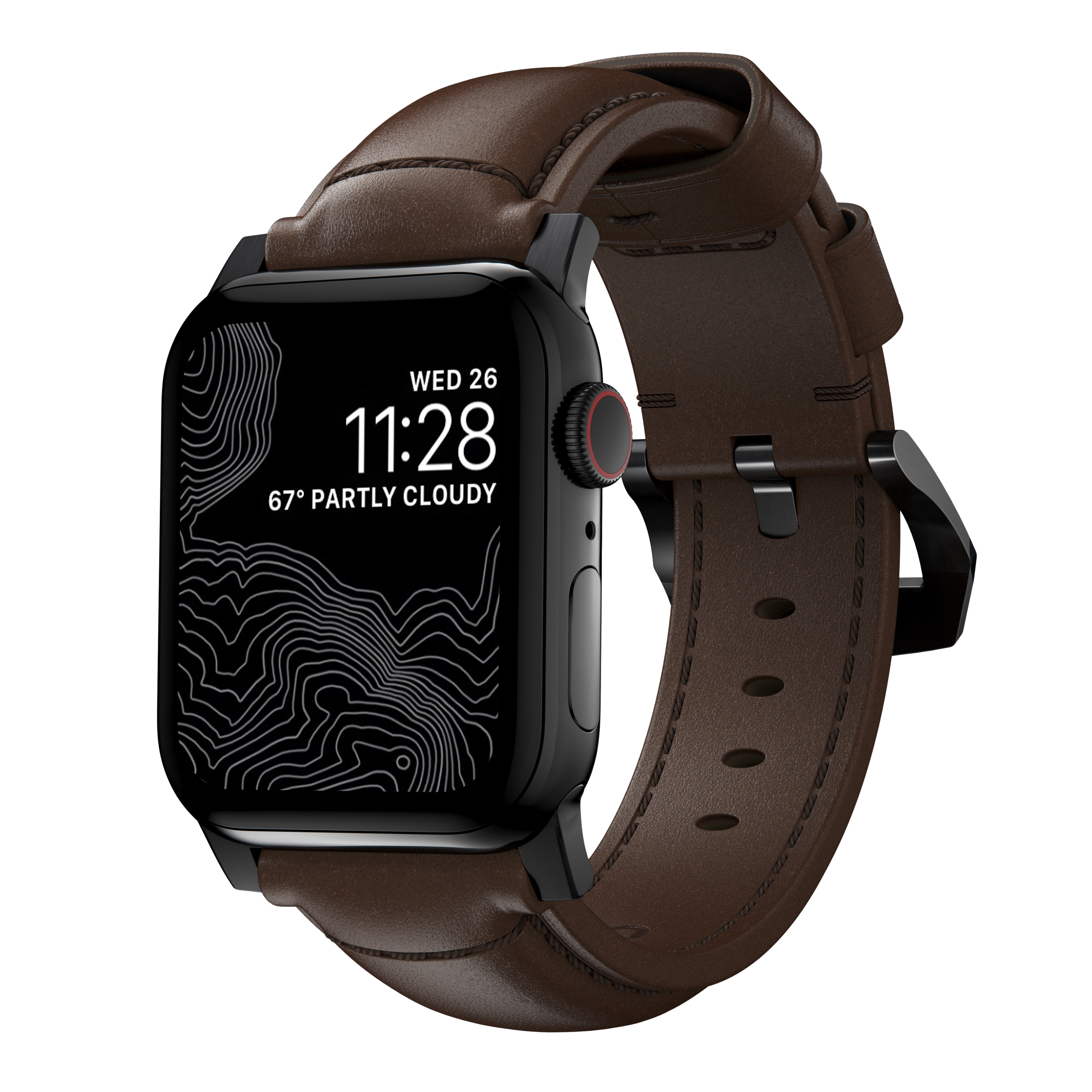 Traditional Band Apple Watch 42/44/45/49mm Rustic Brown (Black Hardware)
