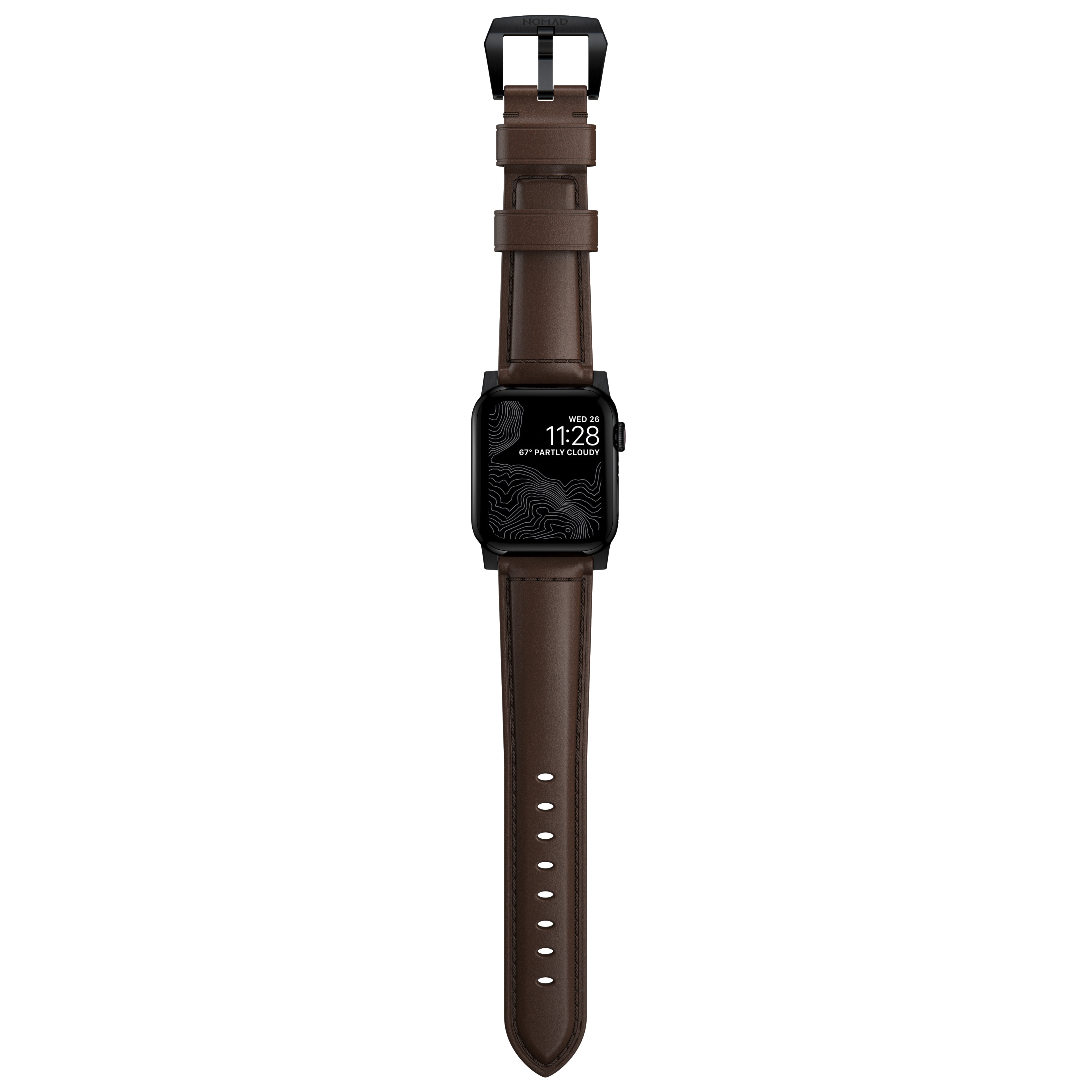 Nomad Traditional Band Apple Watch 44mm Rustic Brown Black Hardware