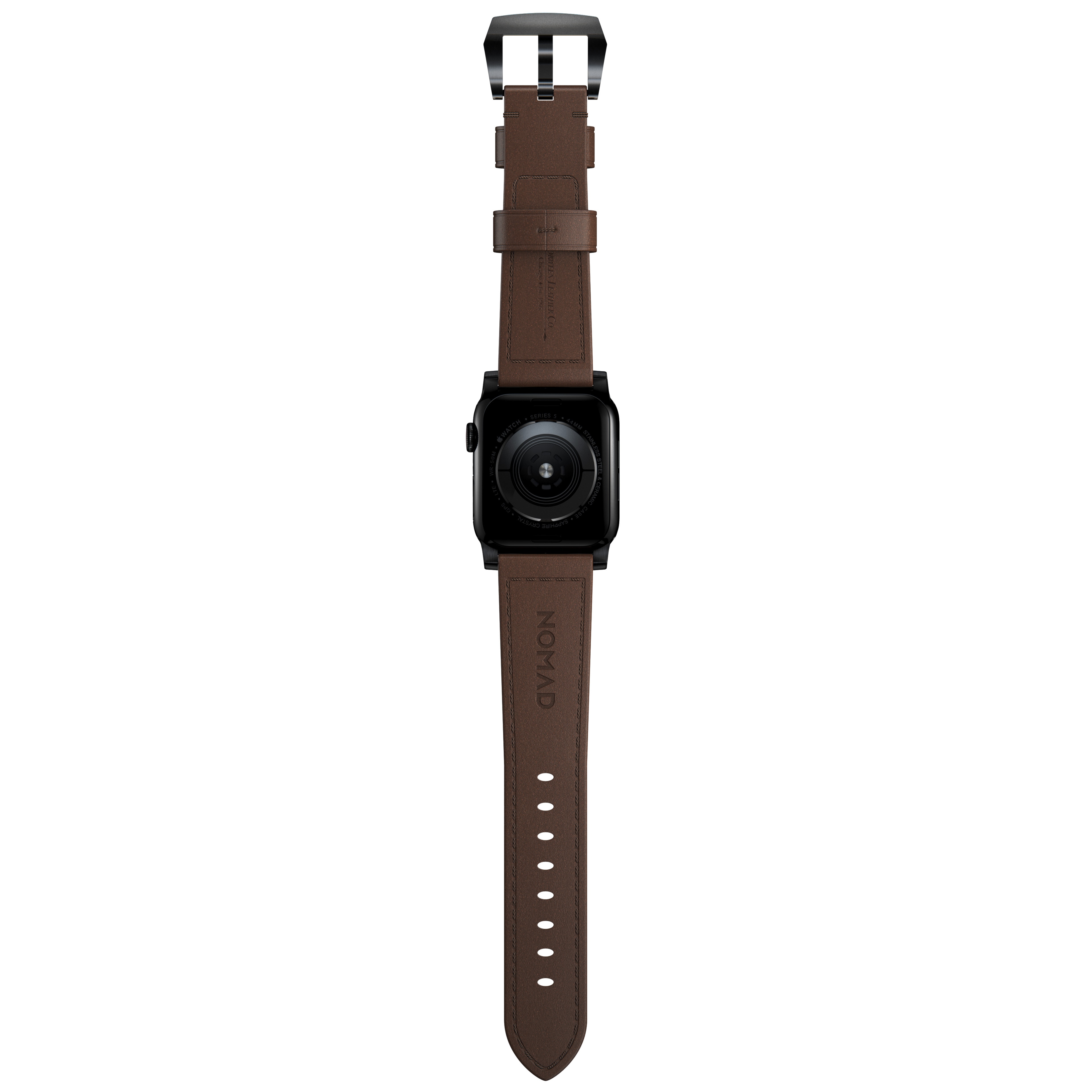 Traditional Band Apple Watch 45mm Series 7 Rustic Brown (Black Hardware)