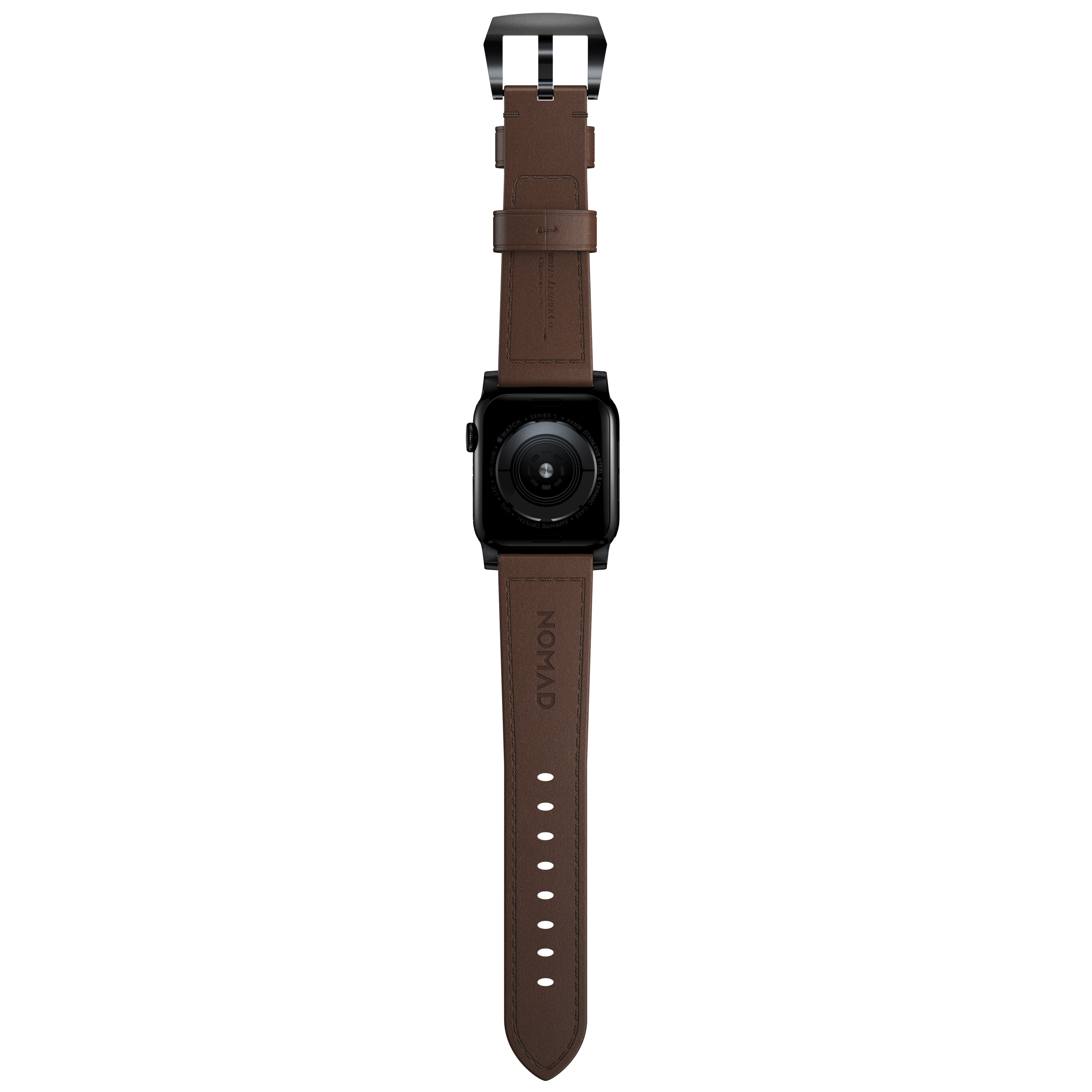 Traditional Band Apple Watch 45mm Series 8 Rustic Brown (Black Hardware)