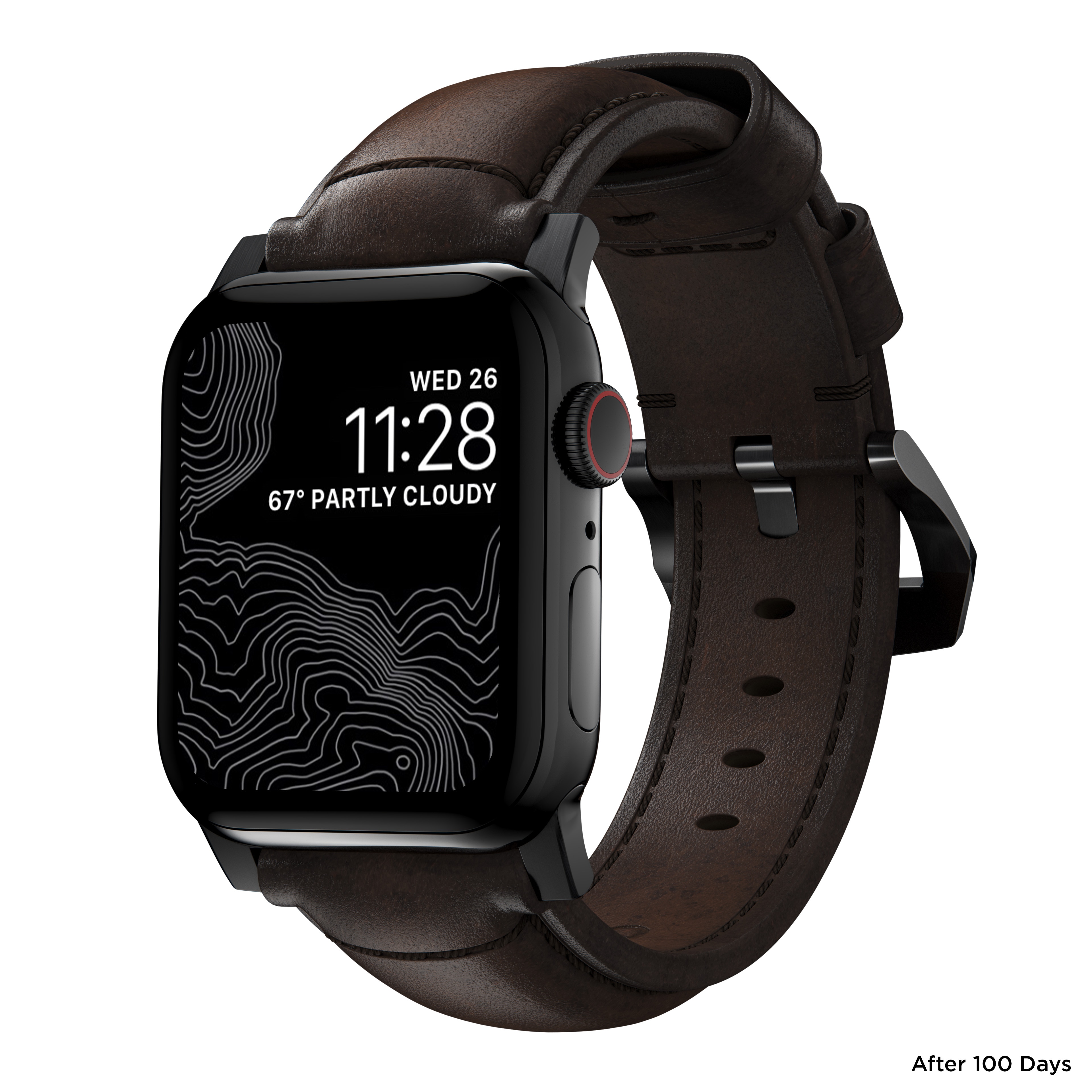 Nomad Traditional Band Apple Watch 44mm Rustic Brown Black Hardware