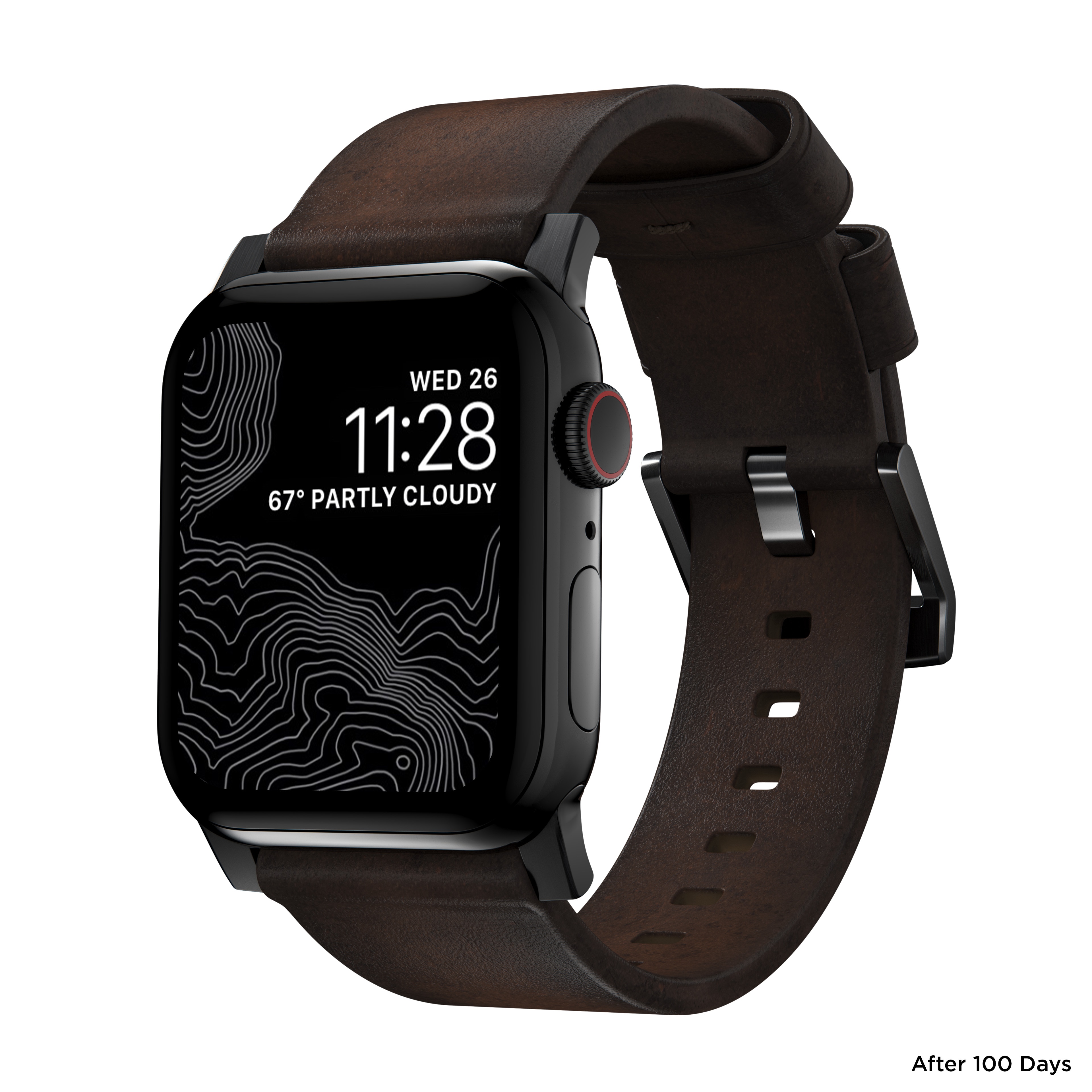 Apple Watch 41mm Series 8 Modern Band Horween Leather Rustic Brown (Black Hardware)