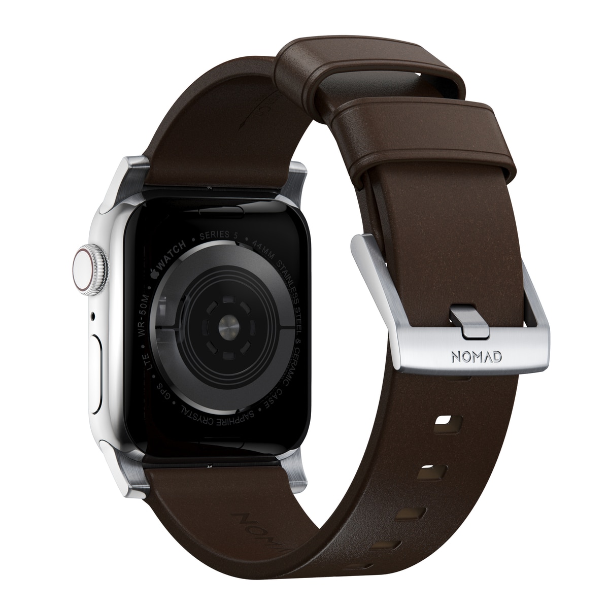 Apple Watch 45mm Series 9 Modern Band Horween Leather Rustic Brown (Silver Hardware)