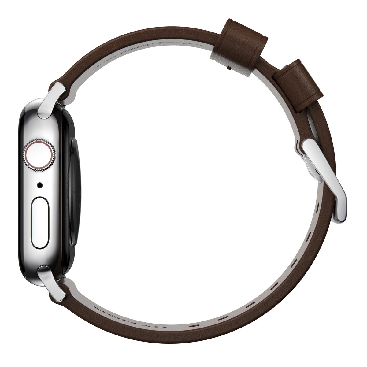 Apple Watch 45mm Series 9 Modern Band Horween Leather Rustic Brown (Silver Hardware)