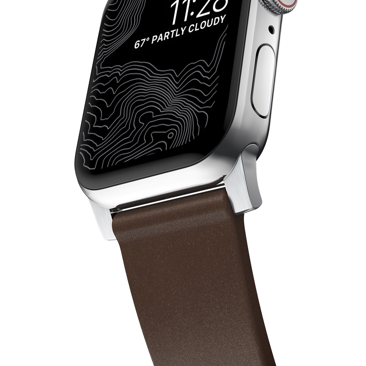 Apple Watch 45mm Series 9 Modern Band Horween Leather Rustic Brown (Silver Hardware)