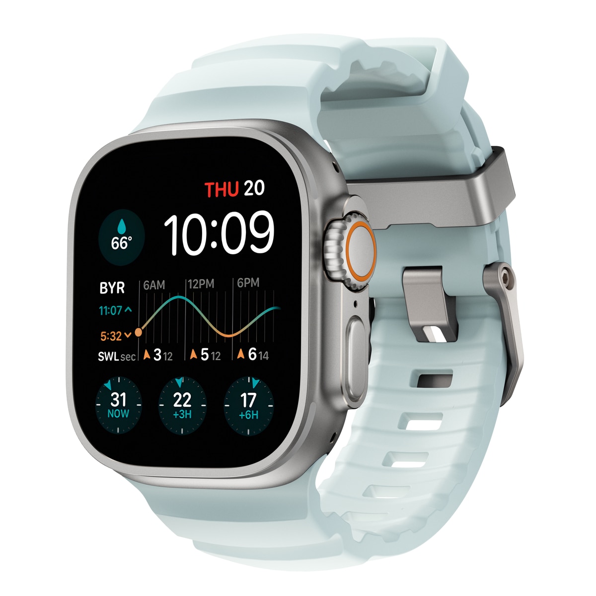 Apple Watch Series 10 46mm Rocky Point Band Icy Blue Glow (Natural Hardware) - Limited edition