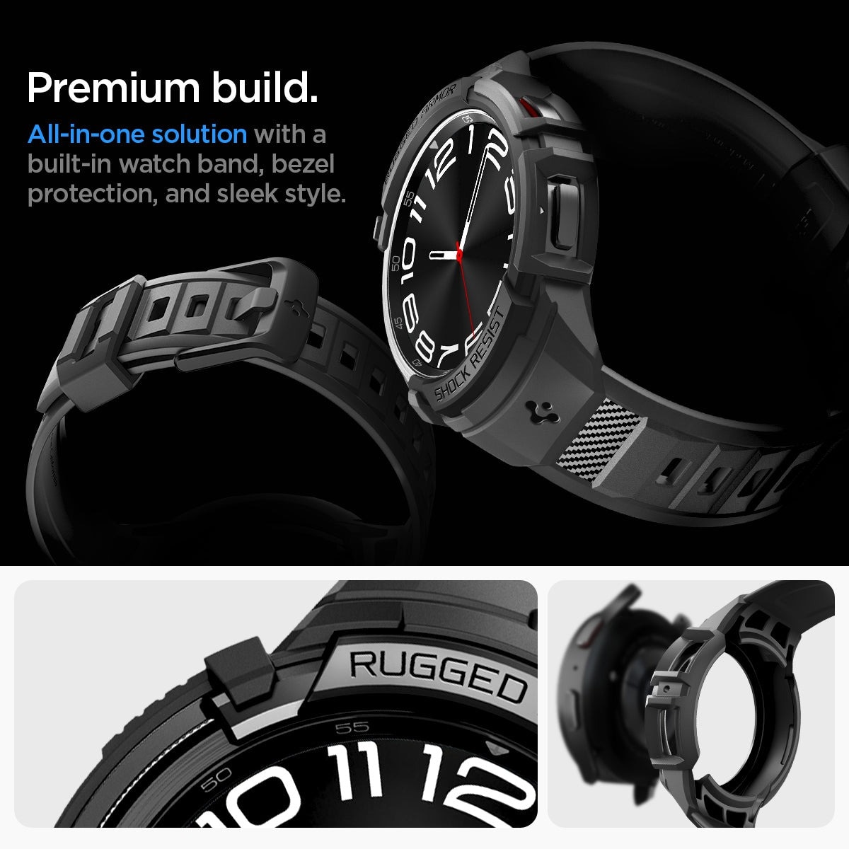 Case Rugged Armor Pro Samsung Galaxy Watch 6 Classic 43mm Schwarz