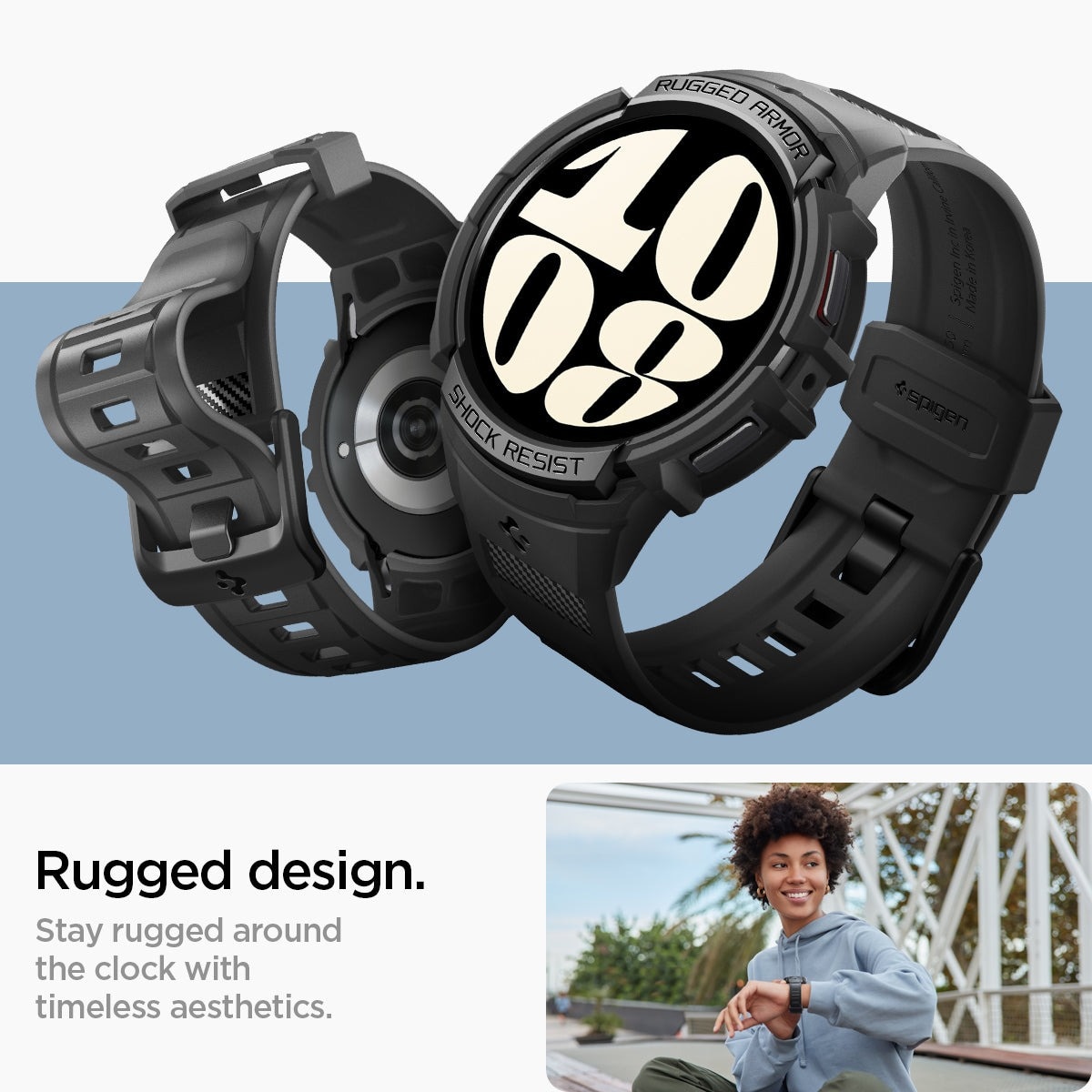 Case Rugged Armor Pro Samsung Galaxy Watch 6 40mm Schwarz