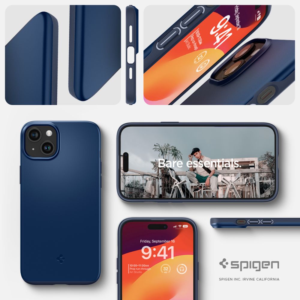 Spigen Hülle Thin Fit iPhone 15 Navy Blue