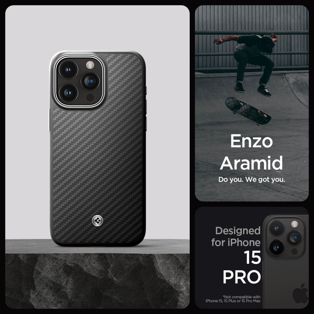 Spigen Hülle Enzo Aramid MagSafe iPhone 15 Pro Black