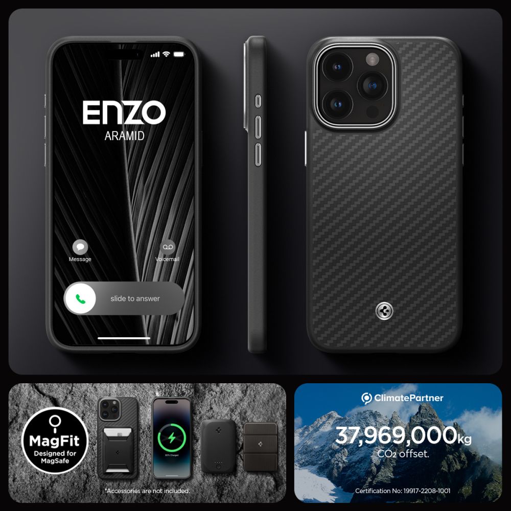 Hülle Enzo Aramid MagSafe iPhone 15 Pro Black