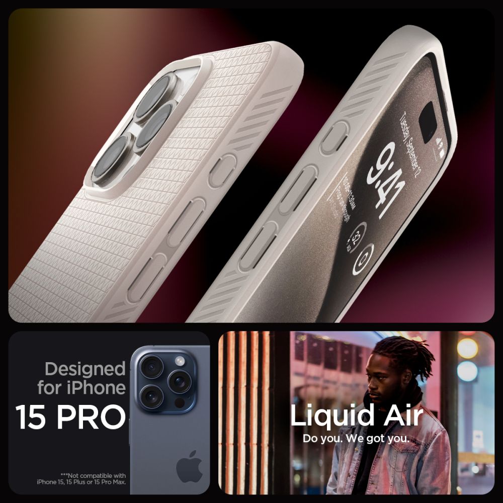 Case Liquid Air iPhone 15 Pro Max Natural Titanium