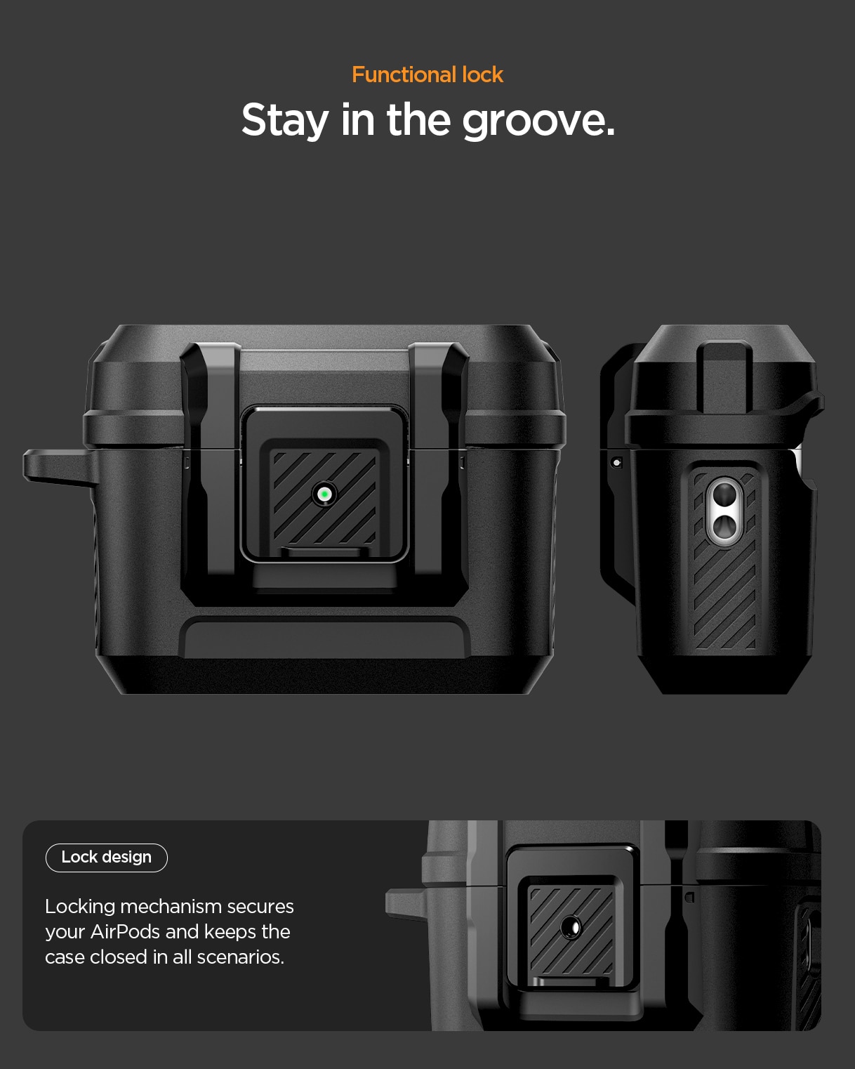 Lock Fit Hülle Apple AirPods Pro 3 Matte Black