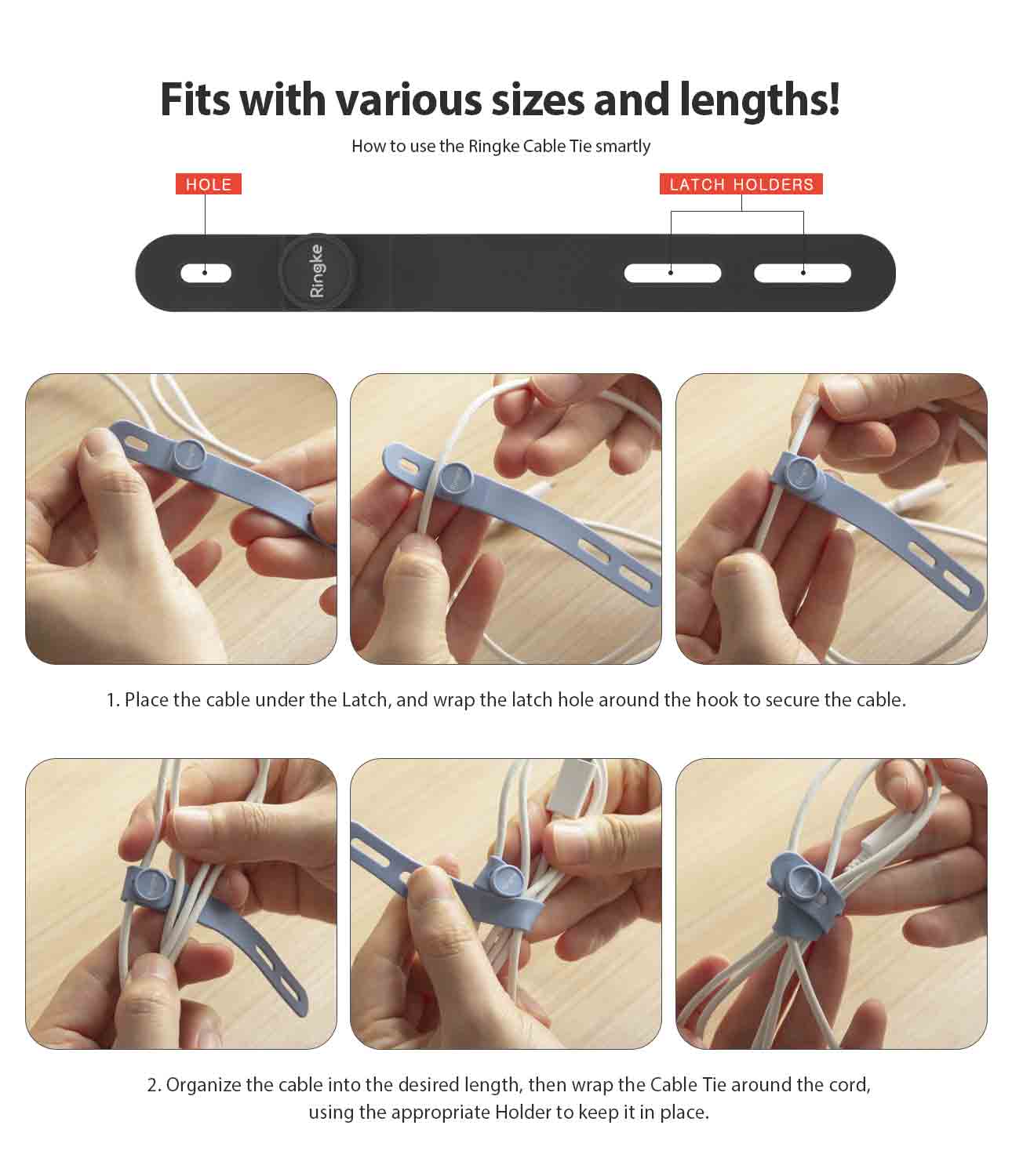 Silicone Cable Tie (5 Stück) Multi Color