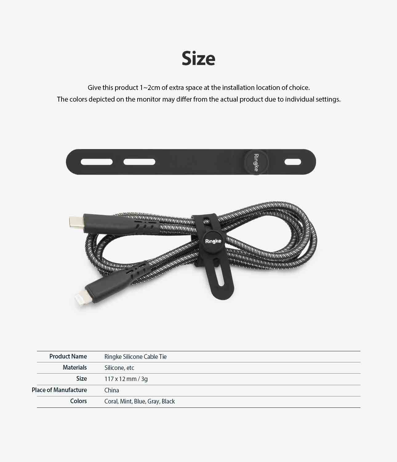 Silicone Cable Tie (5 Stück) Black