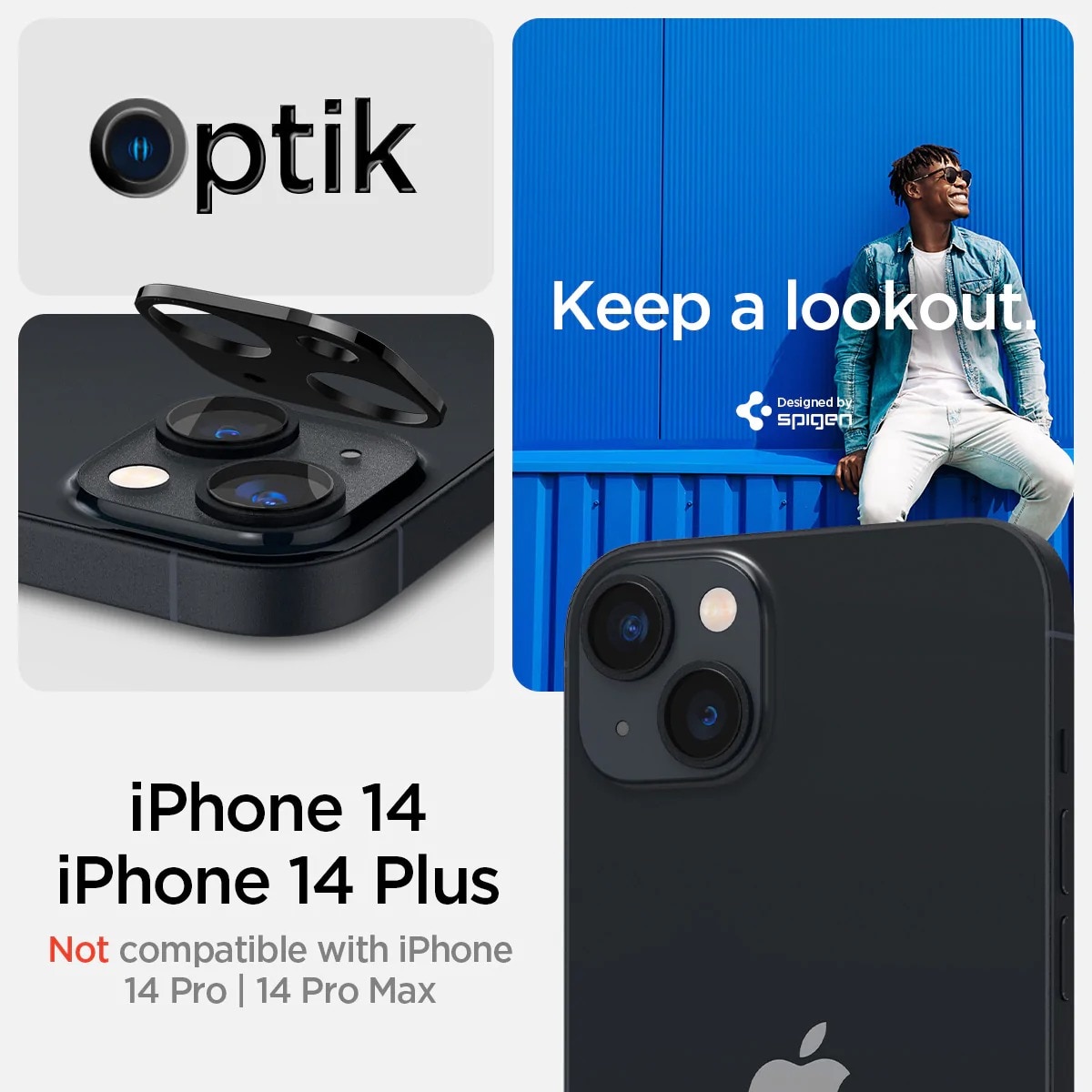 Optik Lens Protector (2-pack) iPhone 14 Black