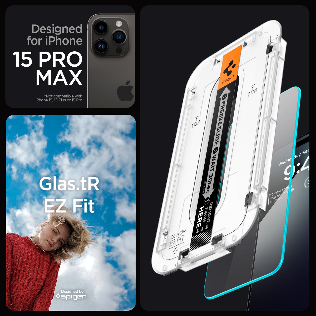 Screen Protector GLAS.tR EZ Fit (2 Stück) iPhone 15 Pro Max