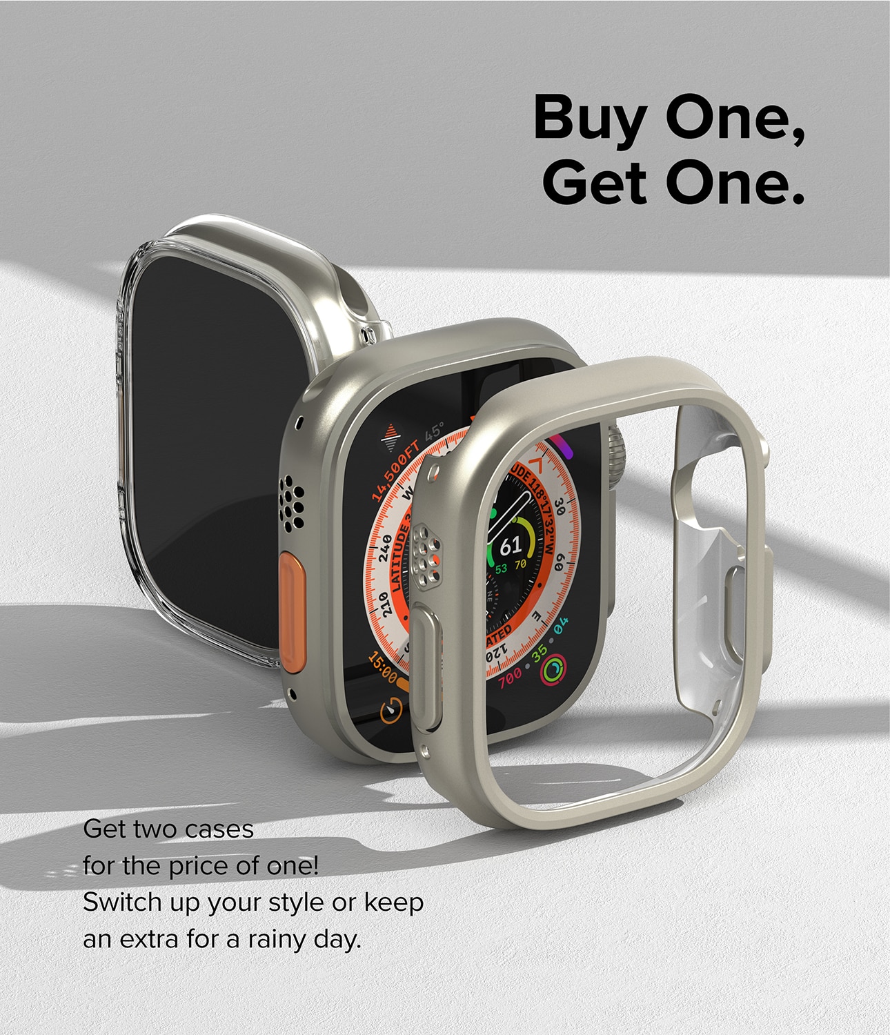 Slim Case (2 Stück) Apple Watch Ultra 2 49mm Titanium Gray & Clear