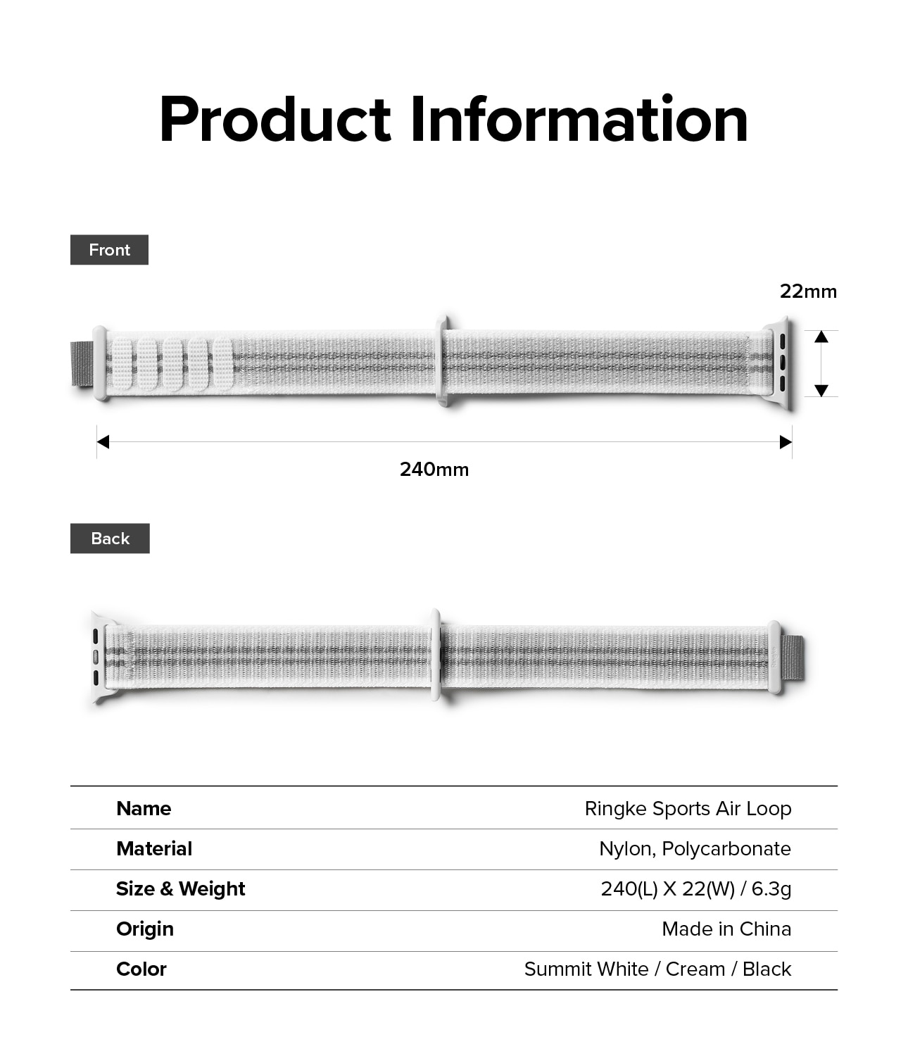 Sports Air Loop Band Apple Watch 41mm Series 7 Summit White