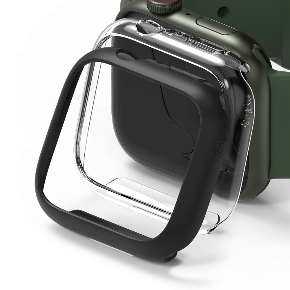 Slim Case (2 Stück) Apple Watch 41mm Series 7 Matte Black & Clear