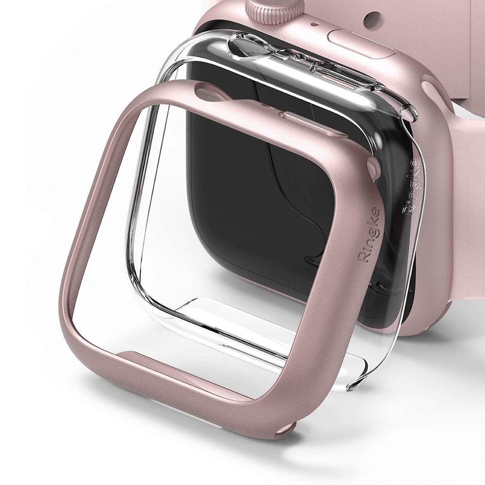Slim Case (2 Stück) Apple Watch 41mm Series 9 Pink & Clear