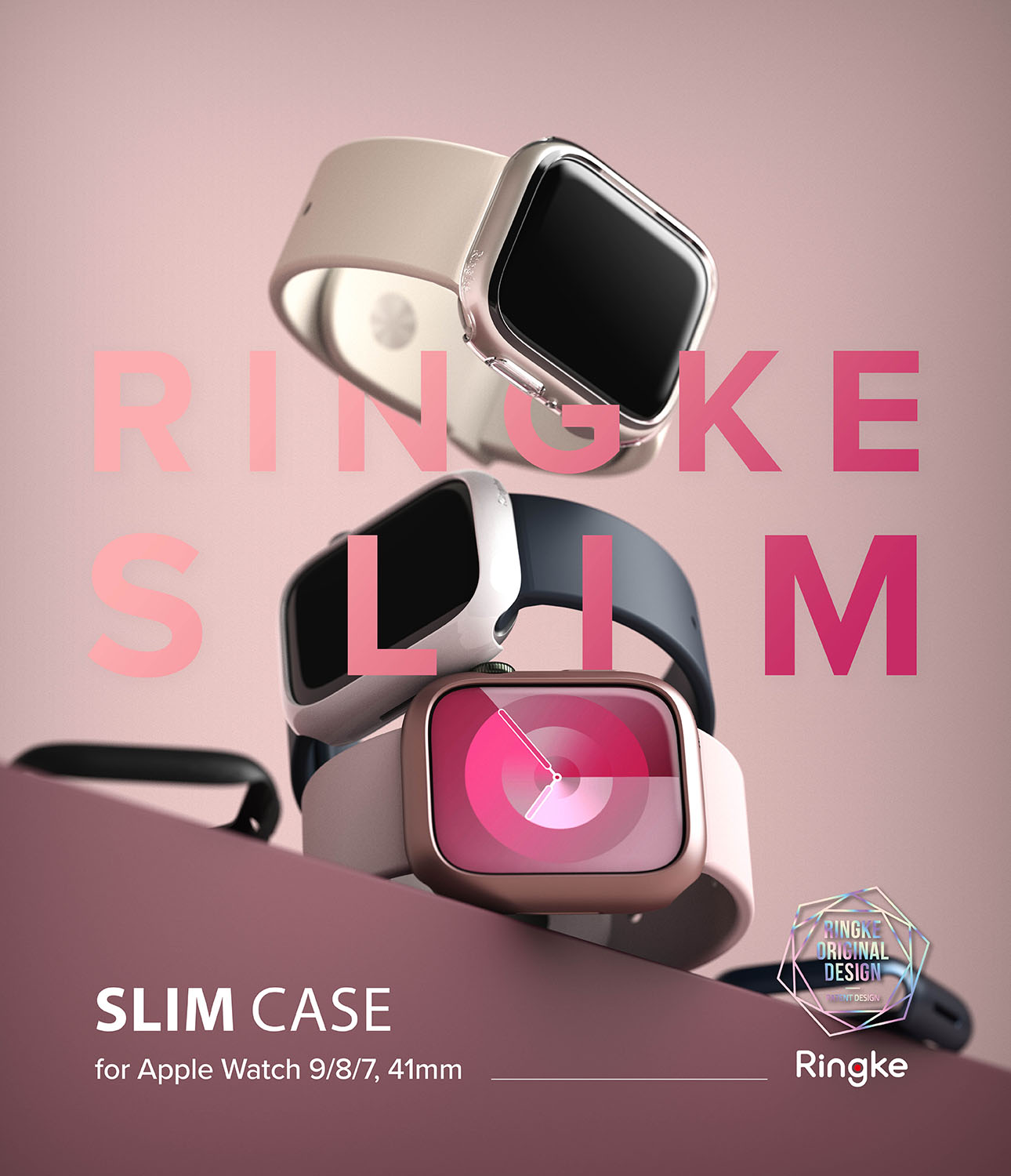 Slim Case (2 Stück) Apple Watch 41mm Series 7 Pink & Clear