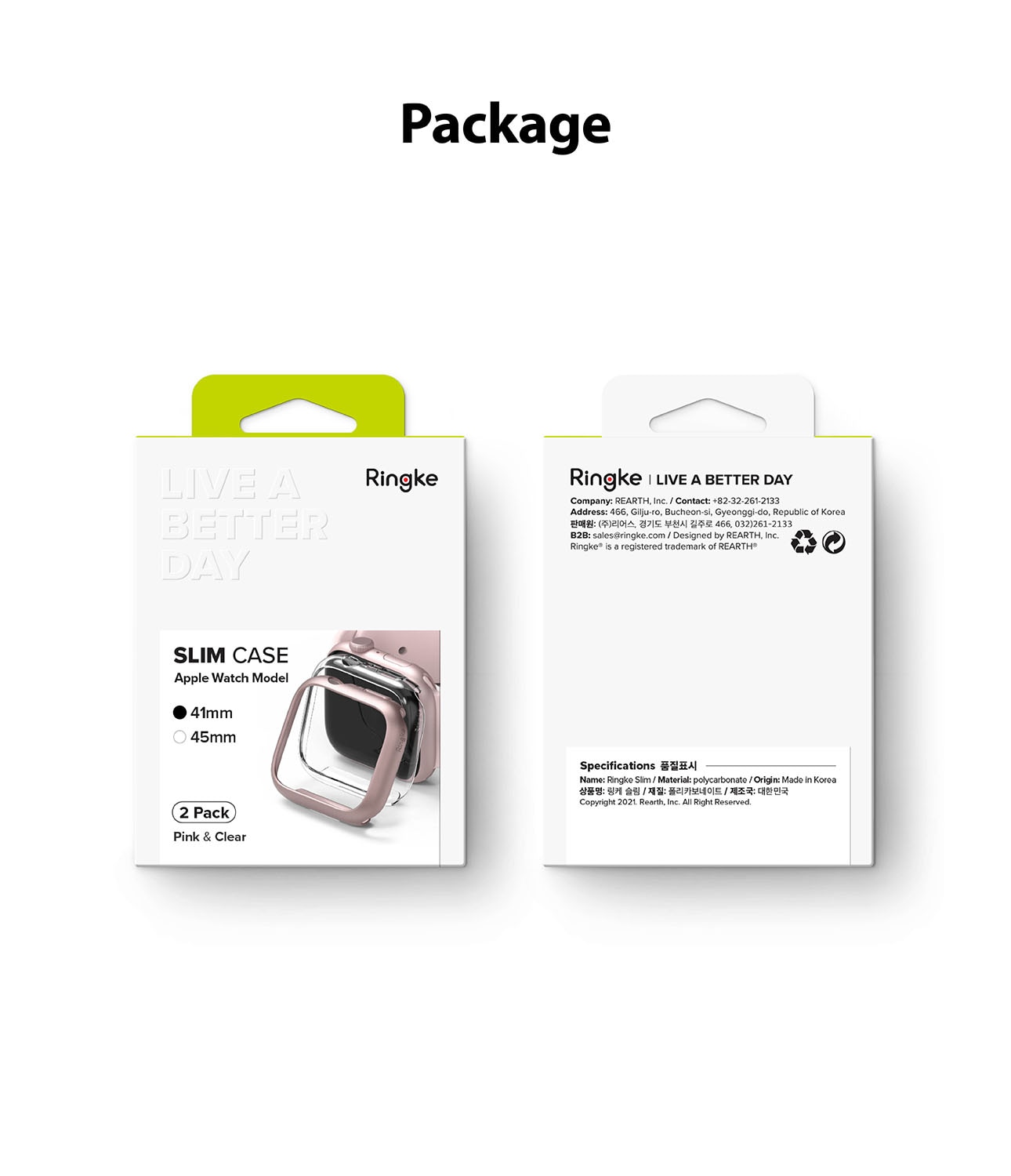 Slim Case (2 Stück) Apple Watch 41mm Series 9 Pink & Clear