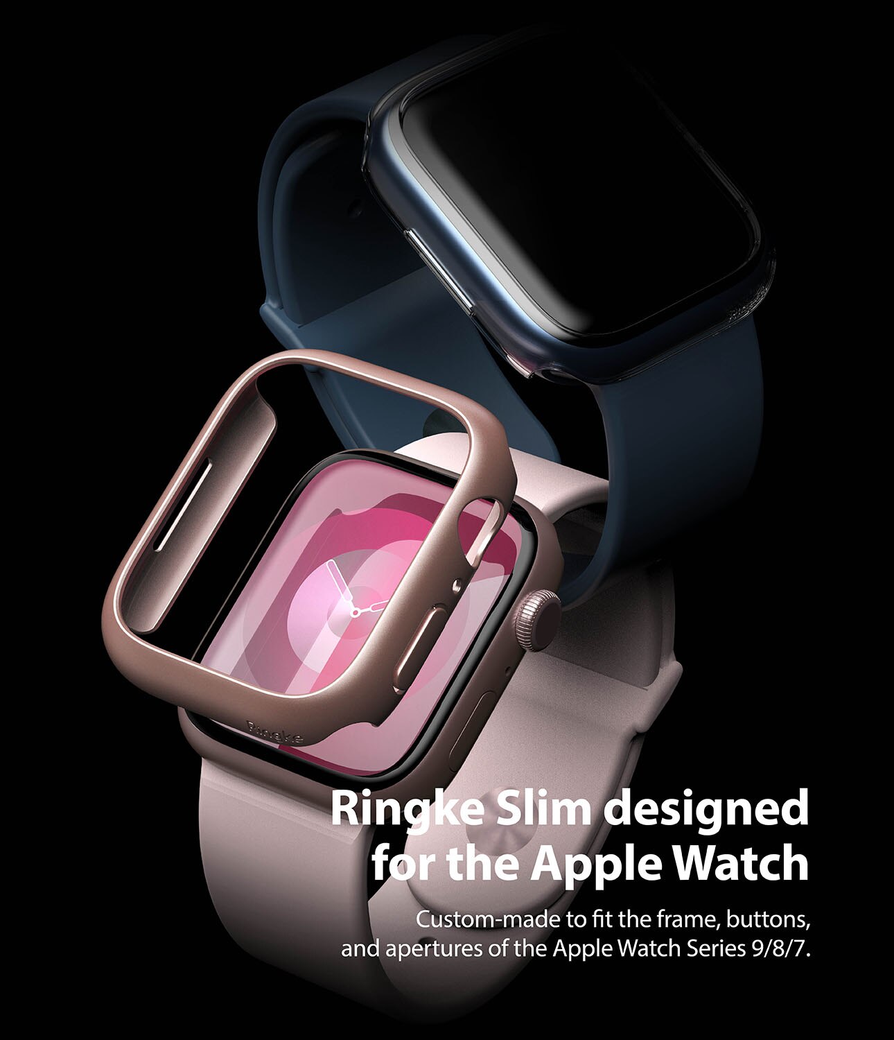 Slim Case (2 Stück) Apple Watch 41mm Series 7 Pink & Clear