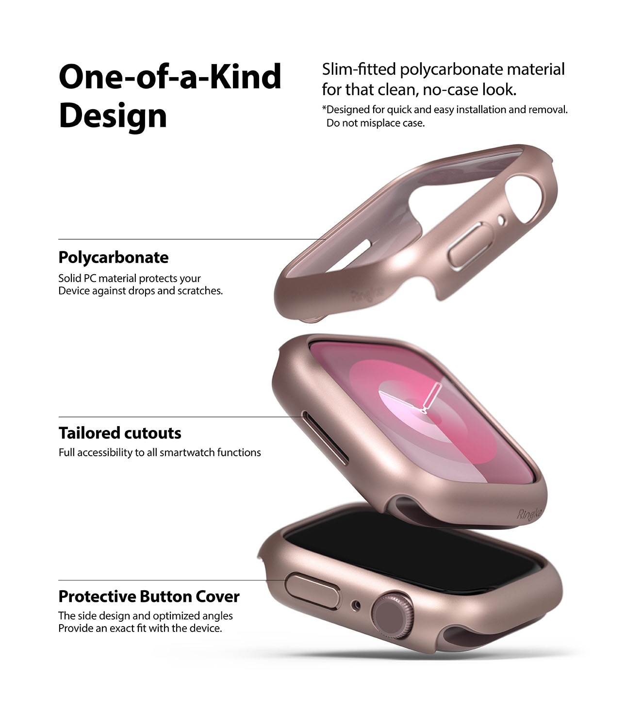 Slim Case (2 Stück) Apple Watch 41mm Series 8 Pink & Clear