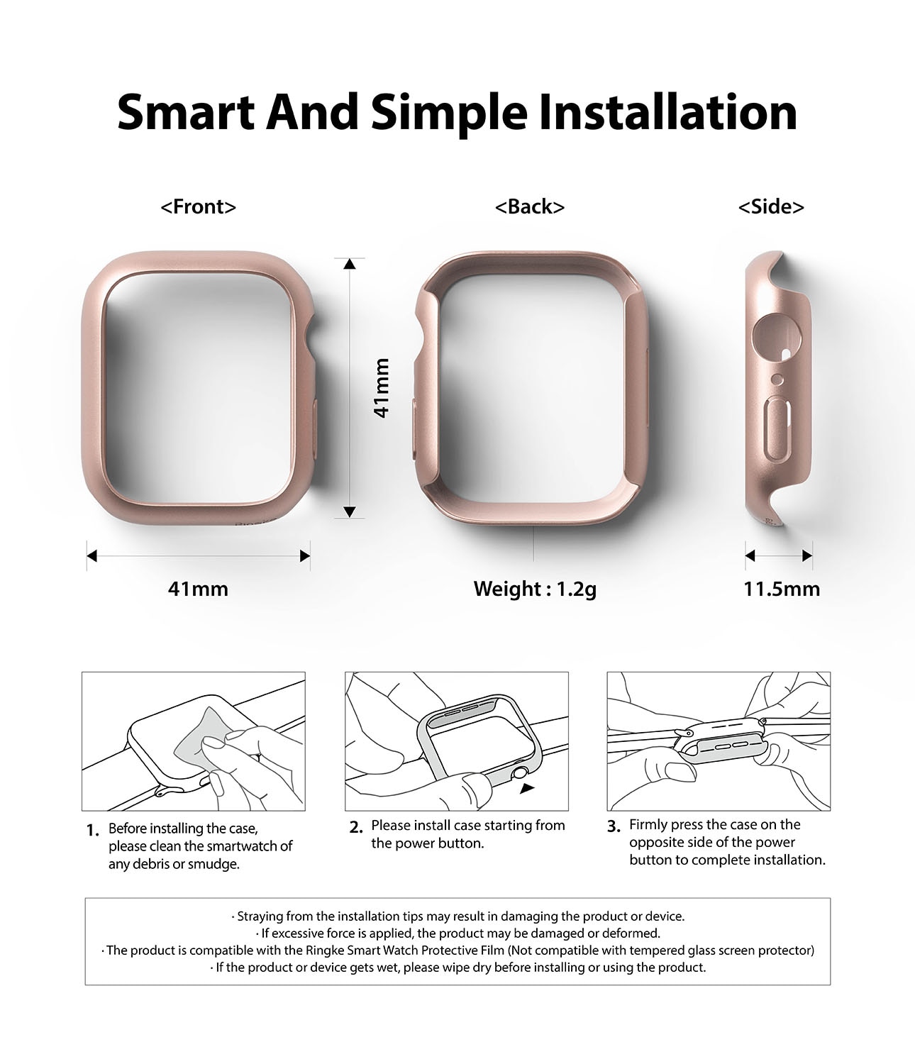 Slim Case (2 Stück) Apple Watch 41mm Series 8 Pink & Clear