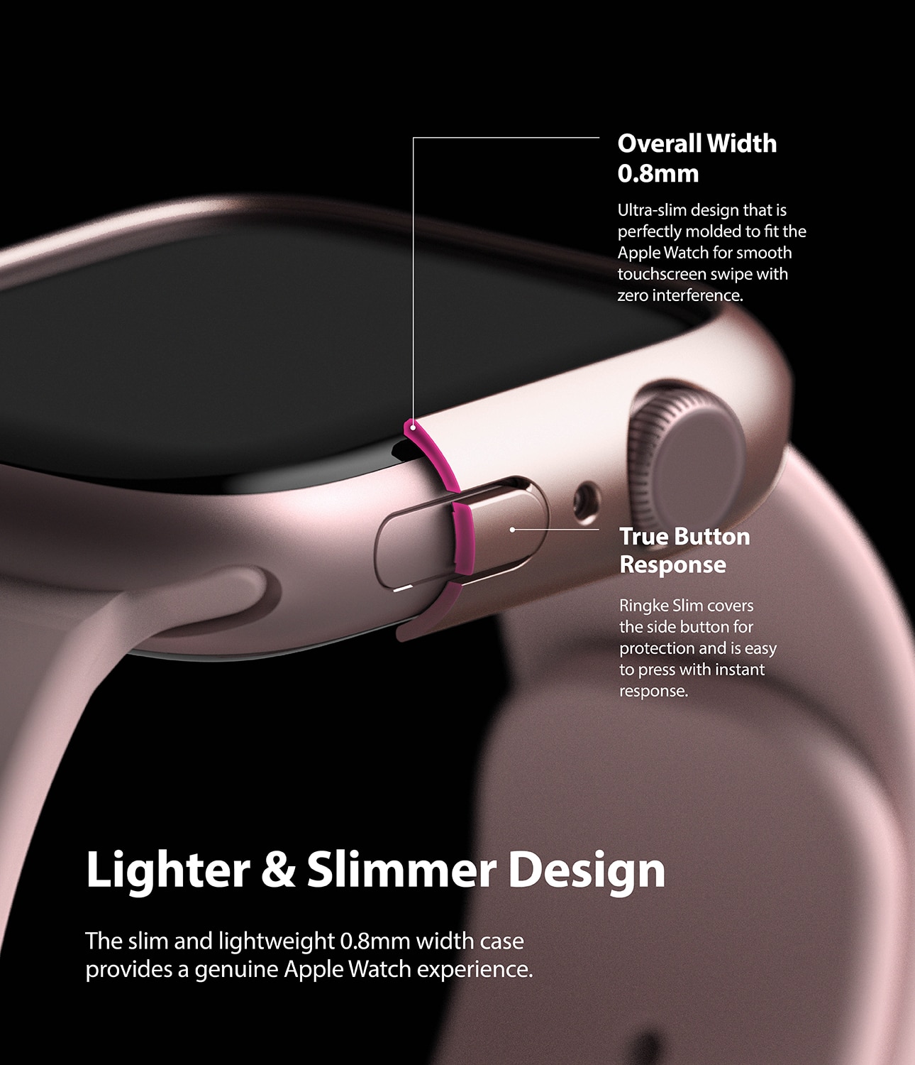 Slim Case (2 Stück) Apple Watch 45mm Series 9 Pink & Clear