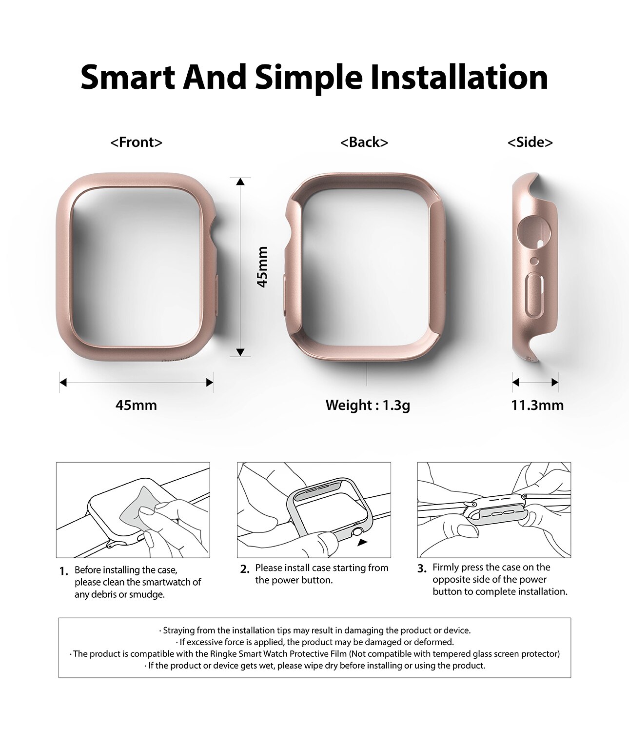 Slim Case (2 Stück) Apple Watch 45mm Series 9 Pink & Clear