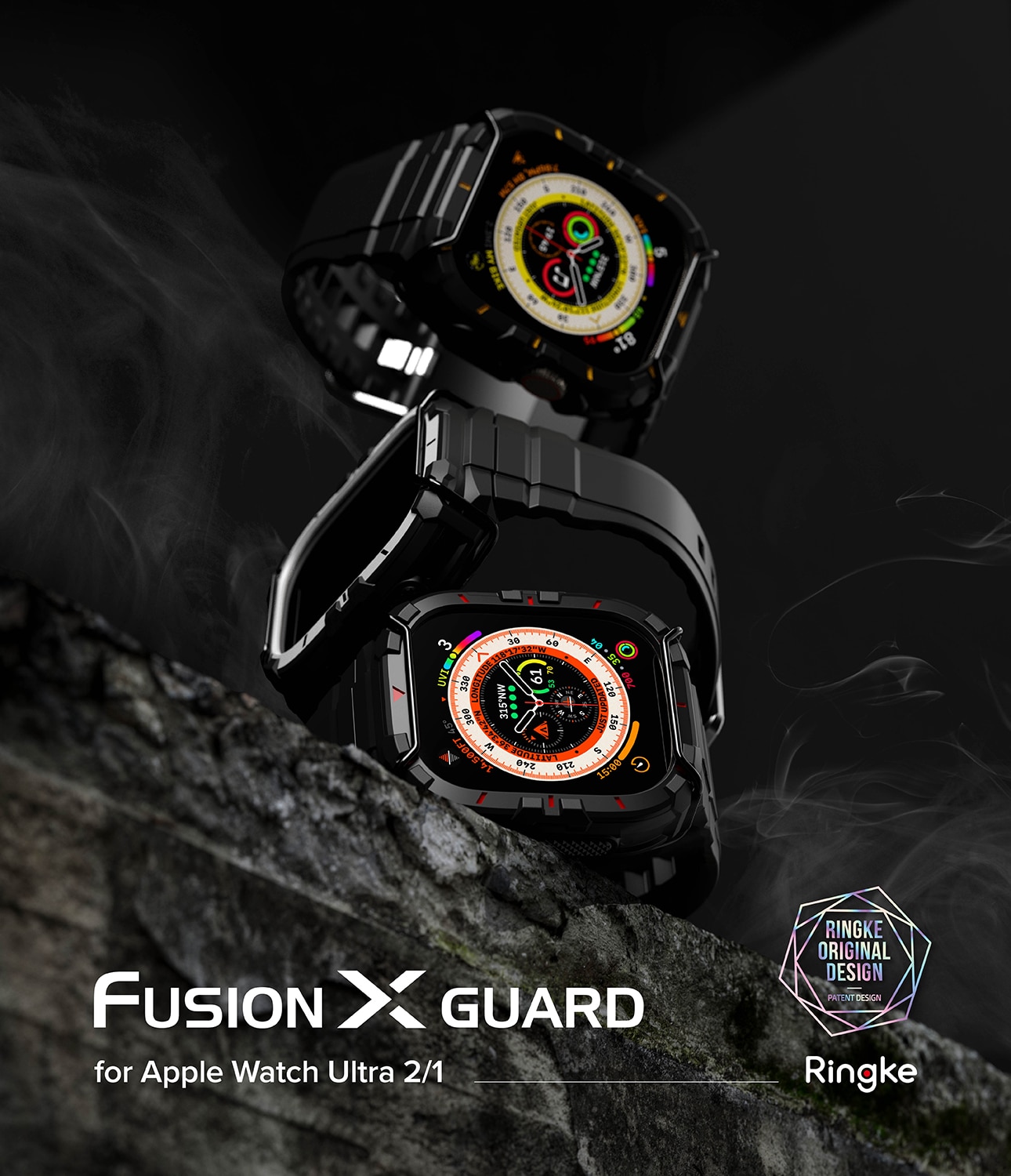 Fusion-X Guard Case+Band Apple Watch Ultra 49mm Black (Red Index)