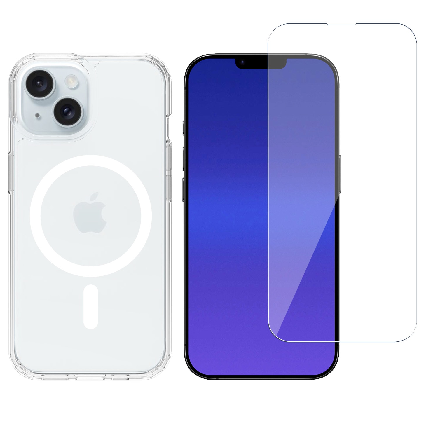 iPhone 13 Kit Hybrid-Hülle MagSafe und Displayschutz Glas