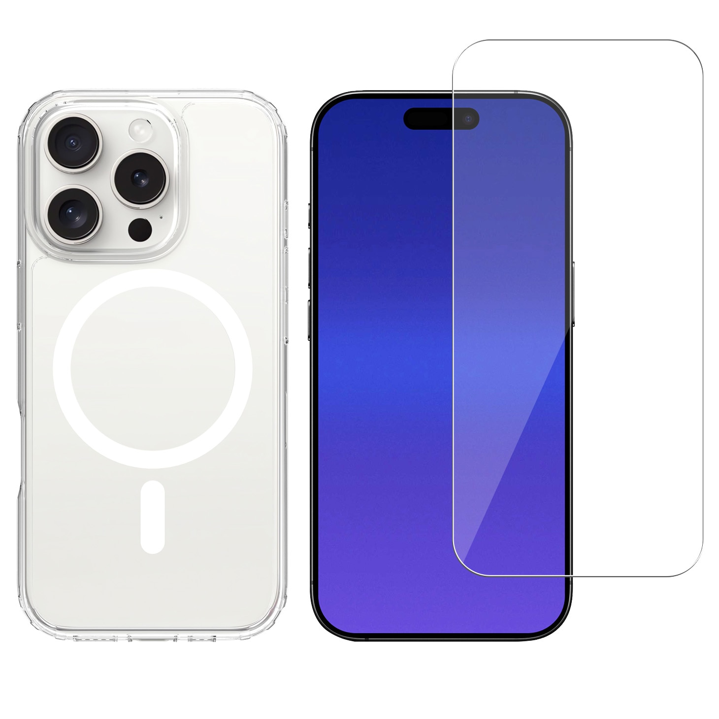 iPhone 16 Pro Kit Hybrid-Hülle MagSafe und Displayschutz Glas
