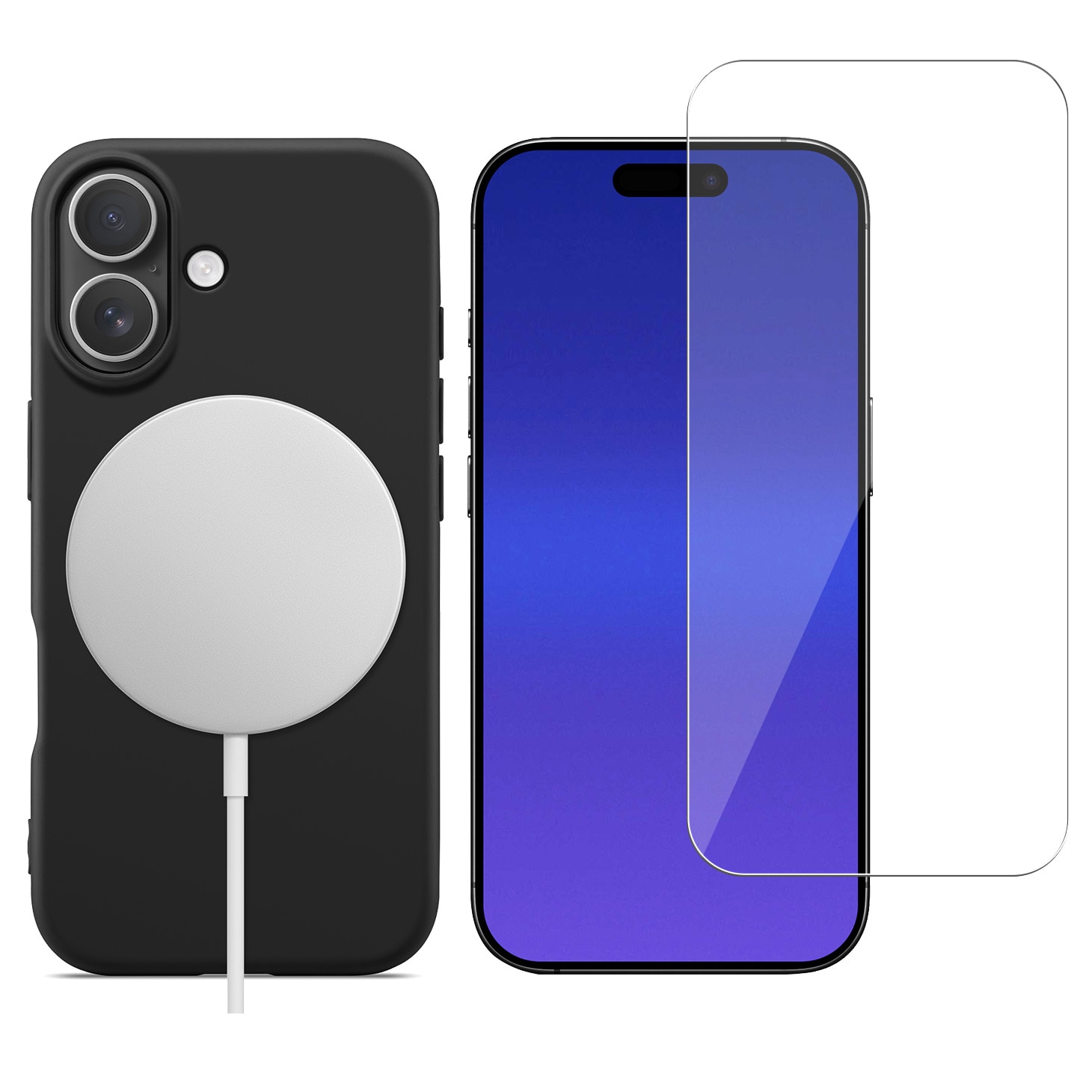 iPhone 17 Kit TPU-Hülle MagSafe und Displayschutz aus Glas Schwarz