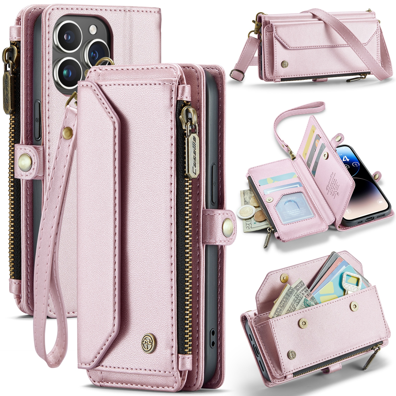 Brieftasche Hülle iPhone 14 Pro rosa