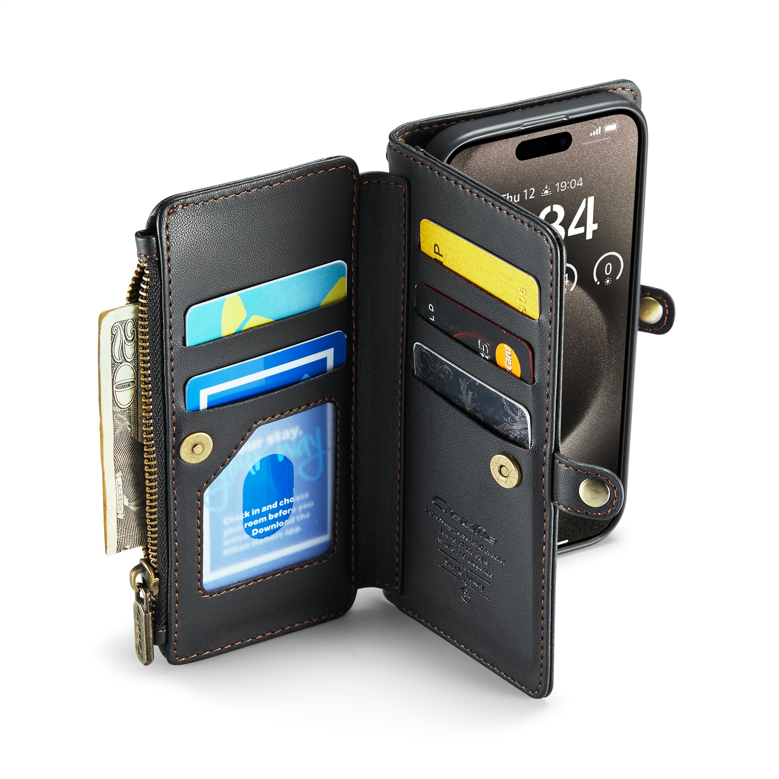 Brieftasche Hülle iPhone 15 Pro schwarz