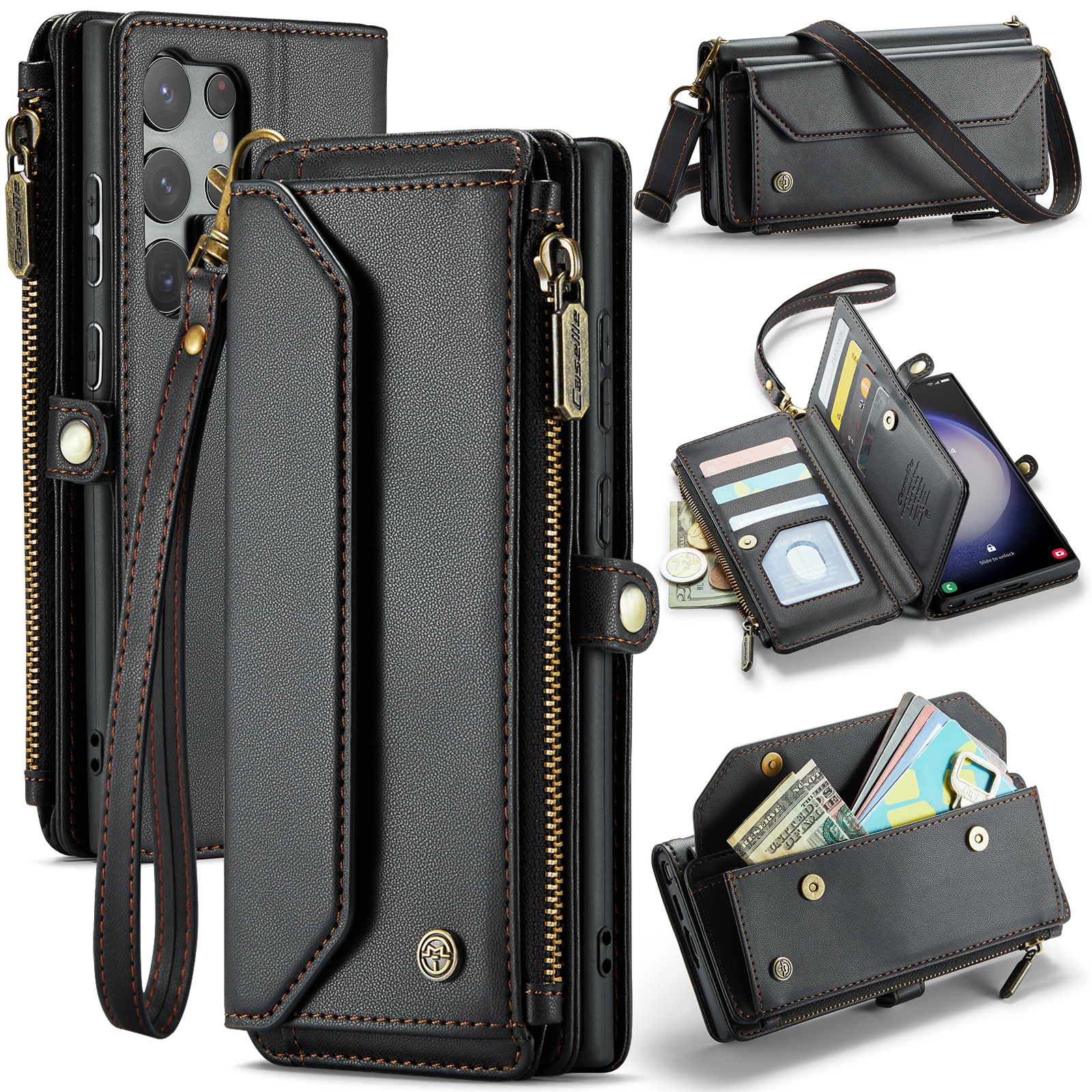 Brieftasche Hülle Samsung Galaxy S23 Ultra schwarz