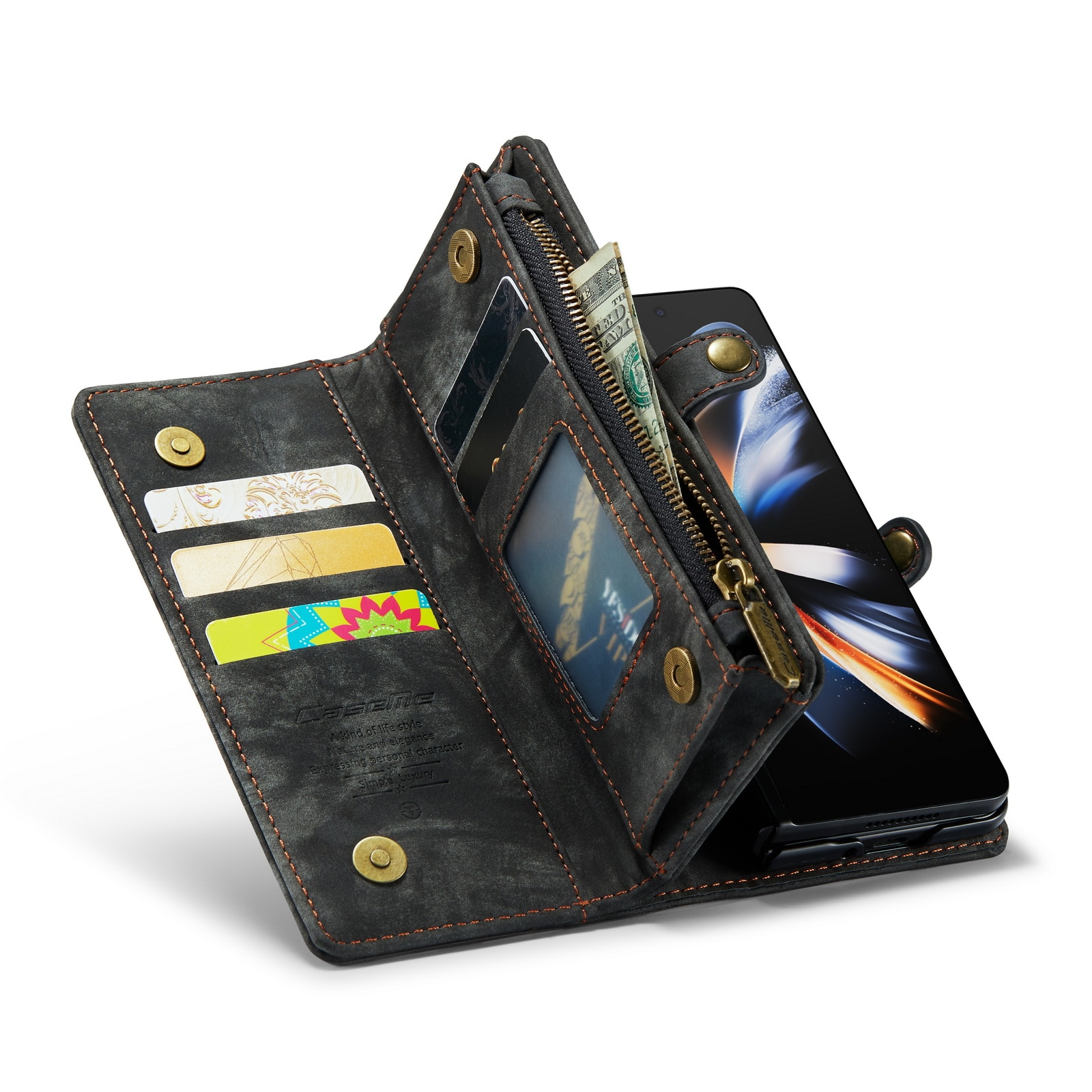 Multi-slot Portemonnaie-Hülle Samsung Galaxy Z Fold 5 grau