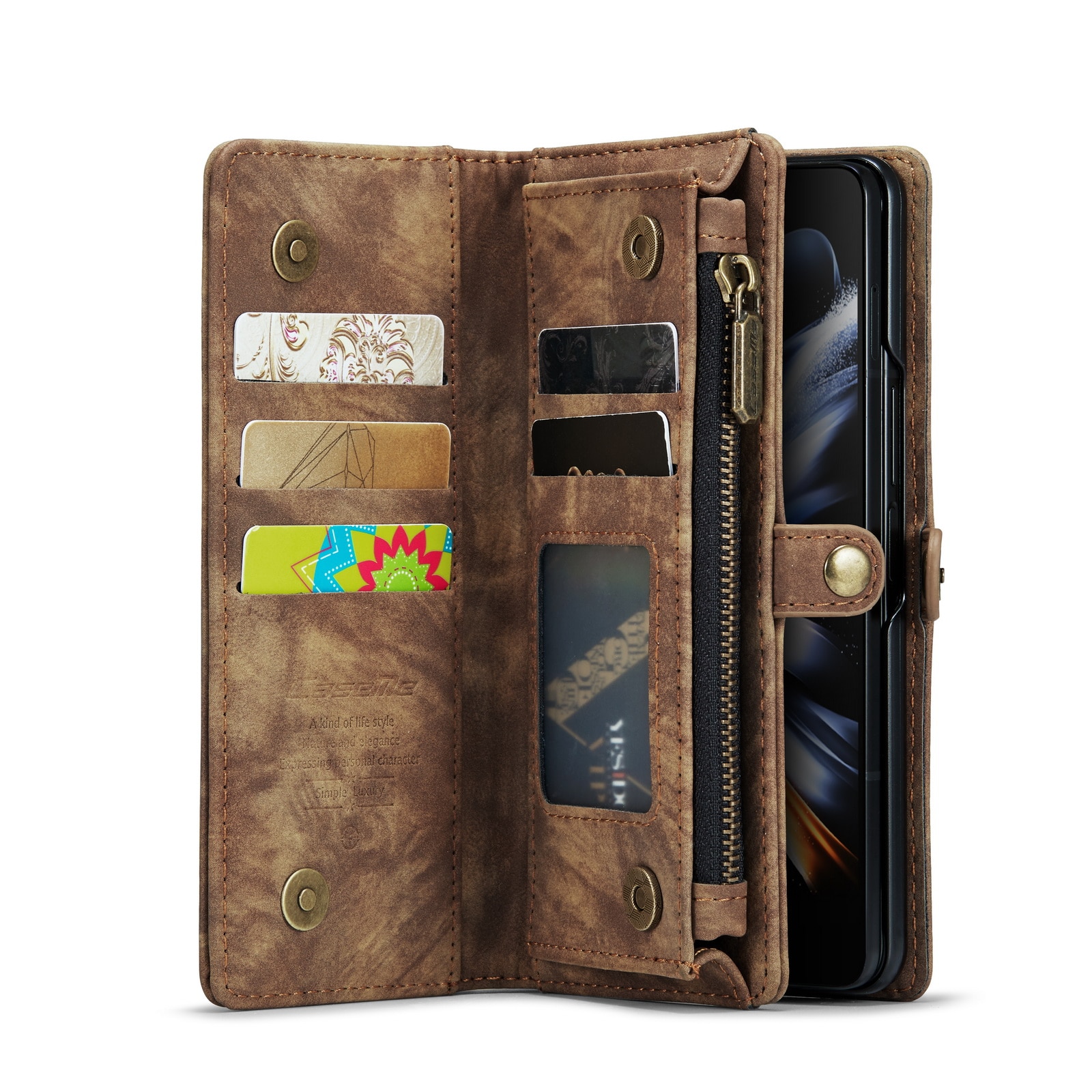 Multi-slot Portemonnaie-Hülle Samsung Galaxy Z Fold 4 Braun