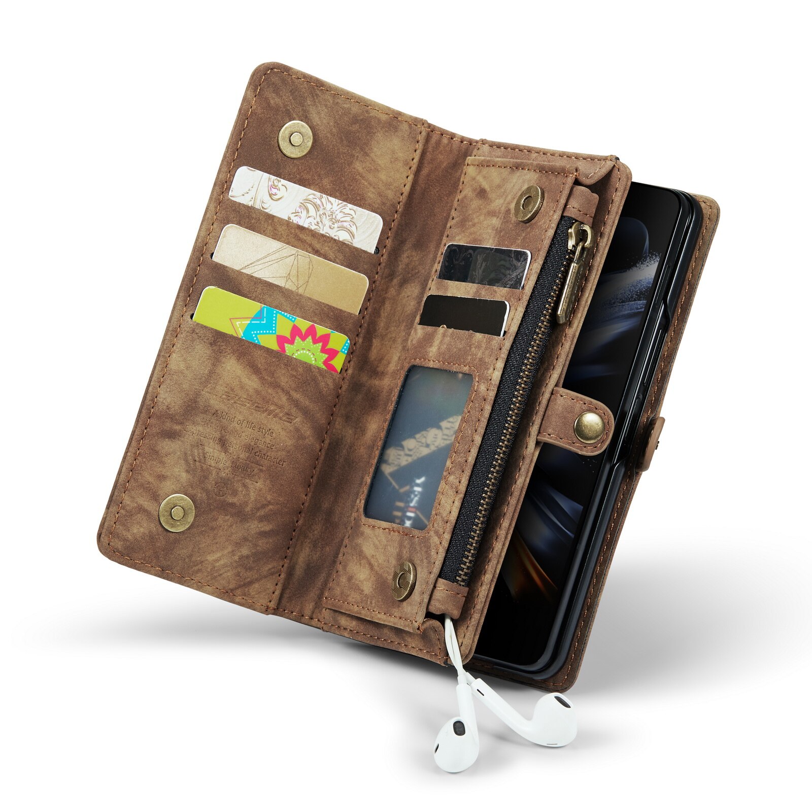 Multi-slot Portemonnaie-Hülle Samsung Galaxy Z Fold 5 braun